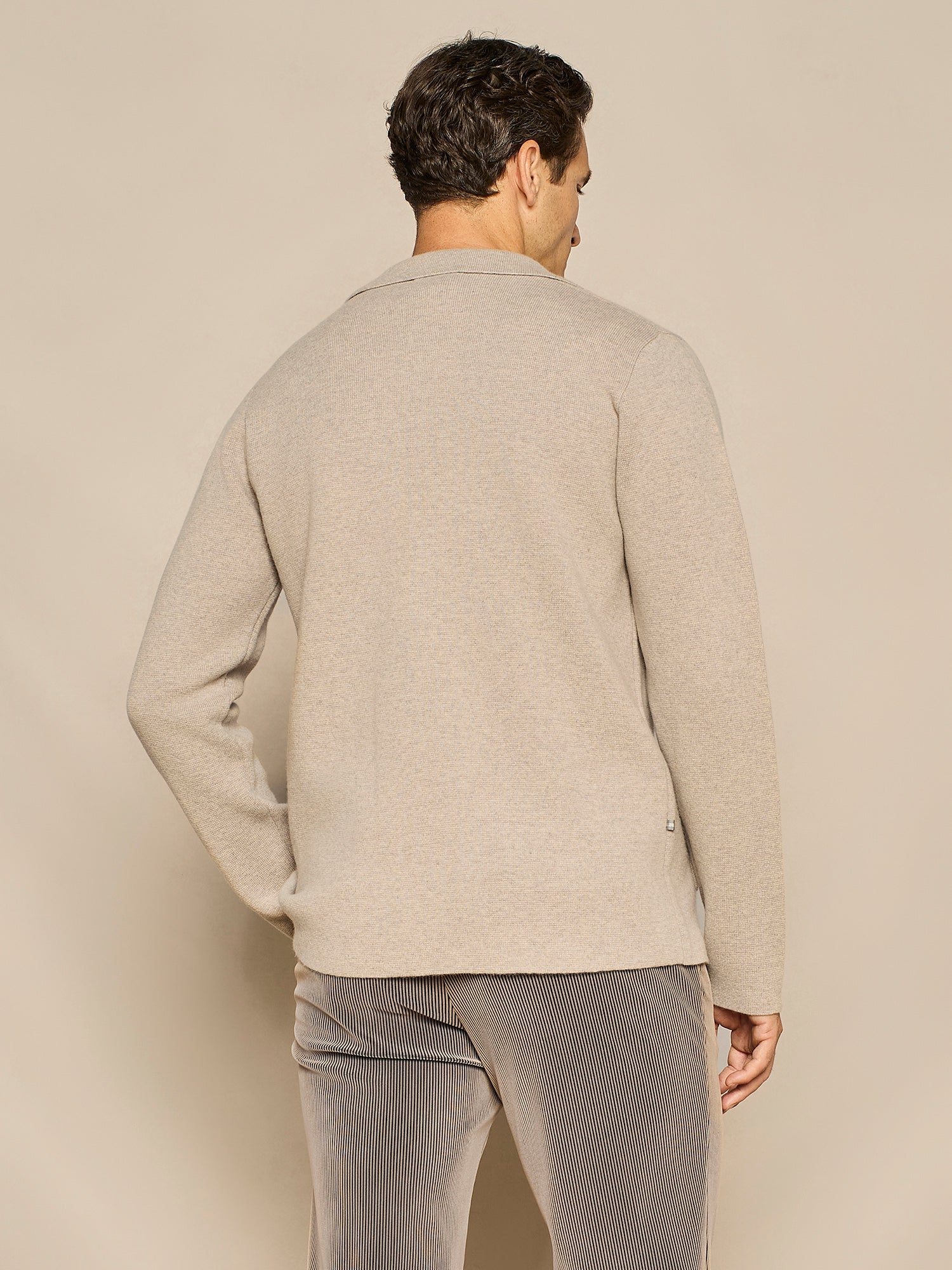 TAUPE DOUBLE BREASTED MILANO KNITTING JACKET