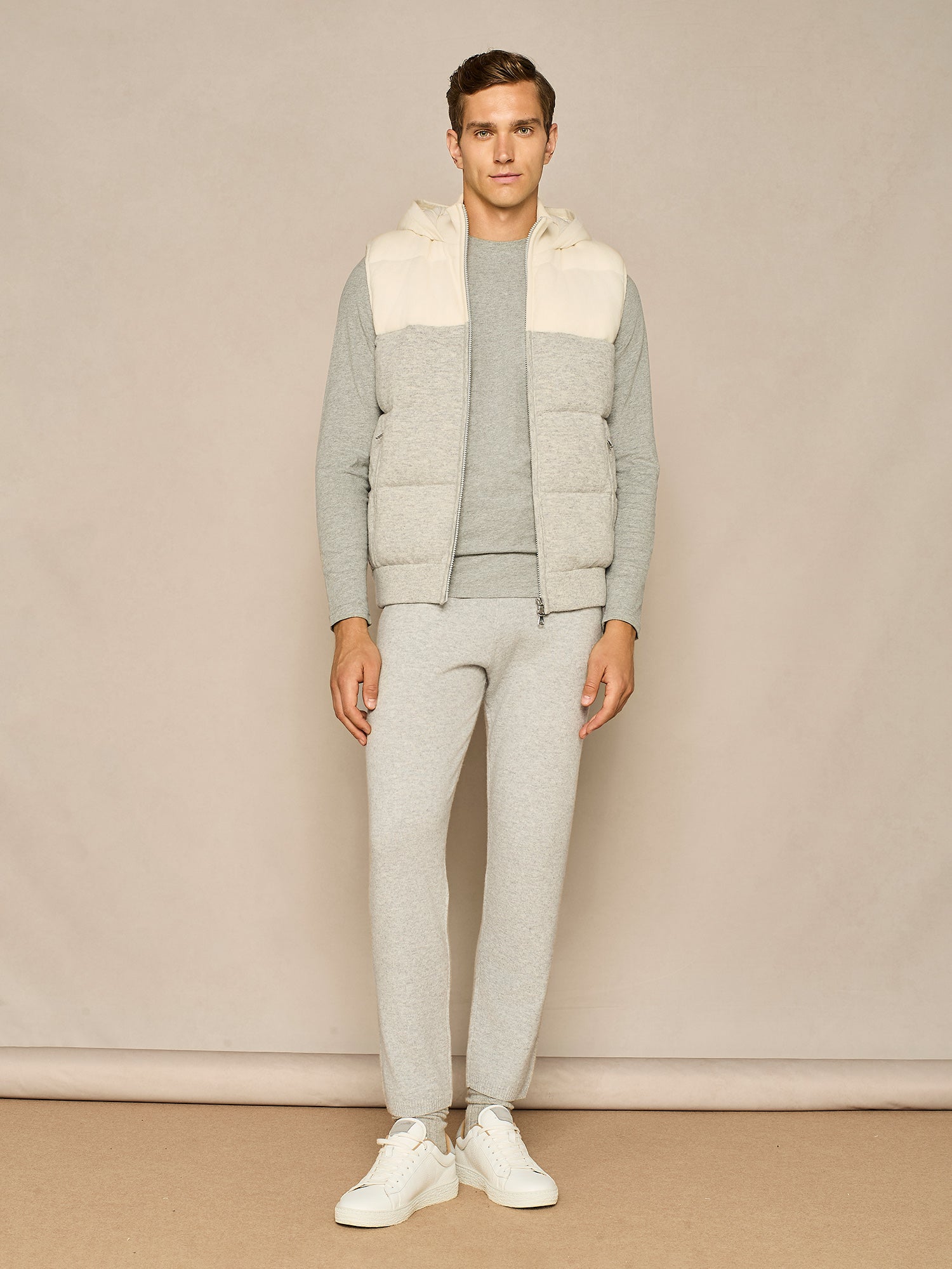 LIGHT GREY MELANGE PURE CASHMERE JOGGER