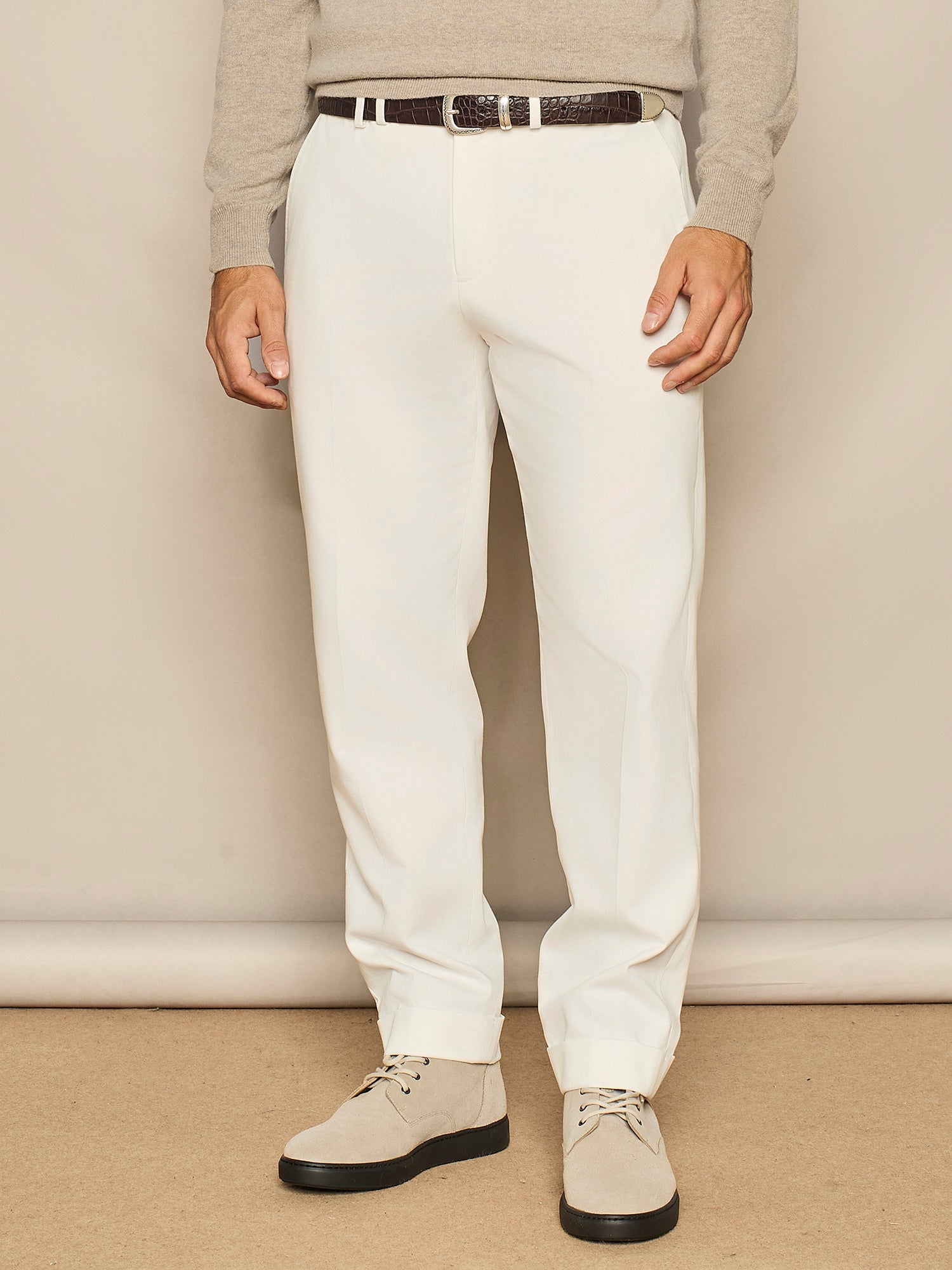 PANTALONE WIDE FIT SARTORIALE IN COTONE BIANCO