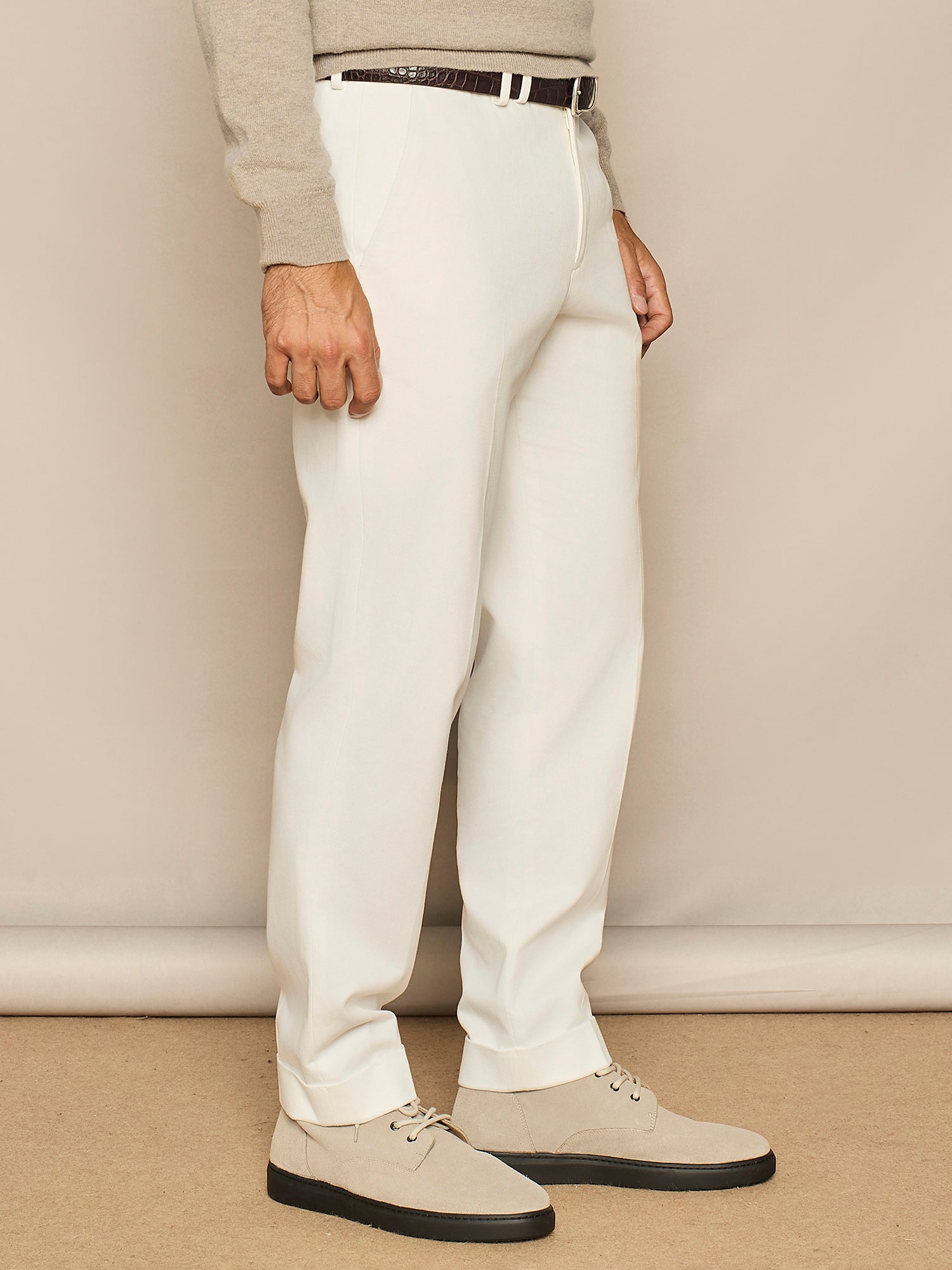 PANTALONE WIDE FIT SARTORIALE IN COTONE BIANCO