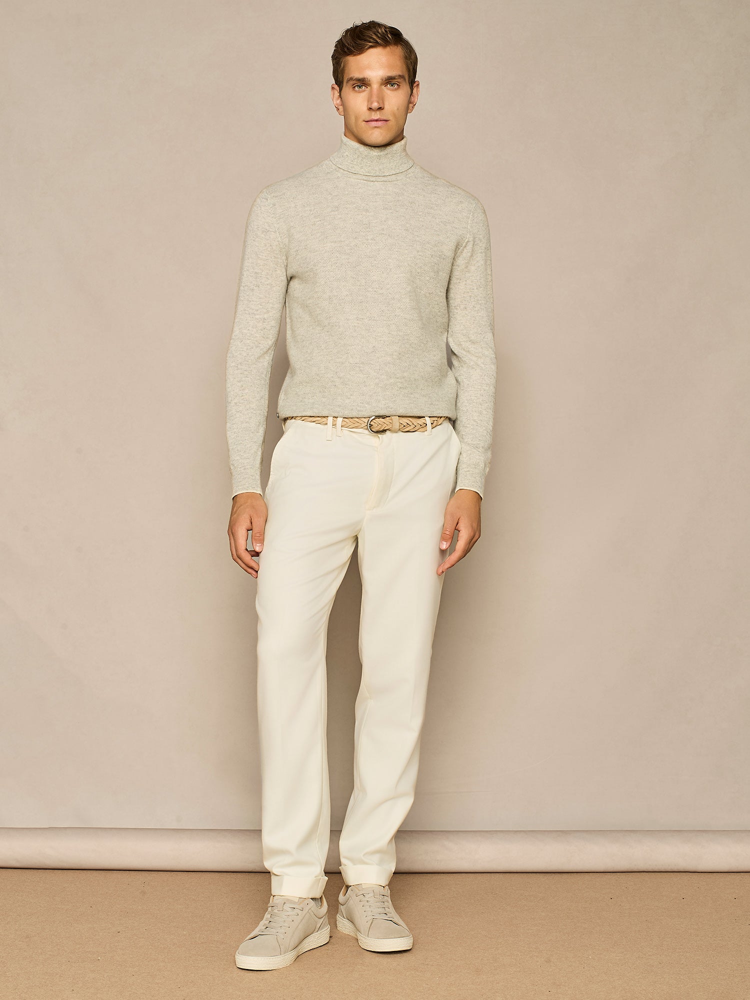 OFF WHITE WIDE FIT TROUSER WITH SARTORIAL WAISTBAND