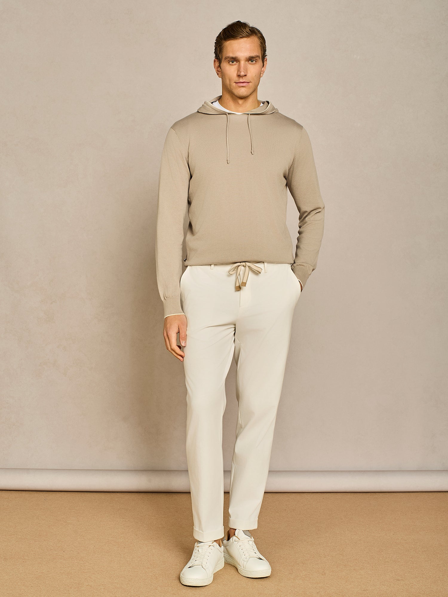 WHITE LACE JERSEY TROUSER