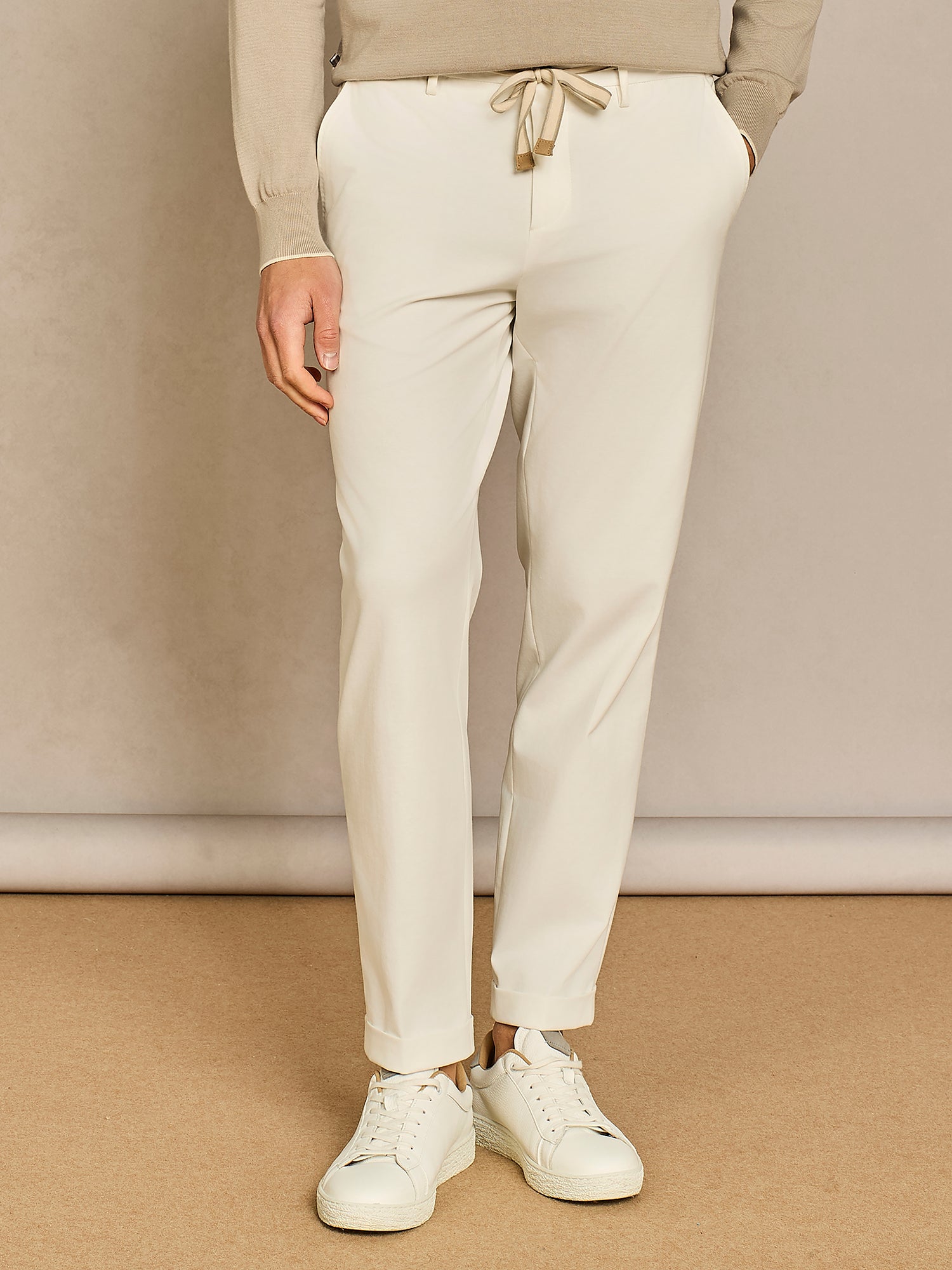 WHITE LACE JERSEY TROUSER