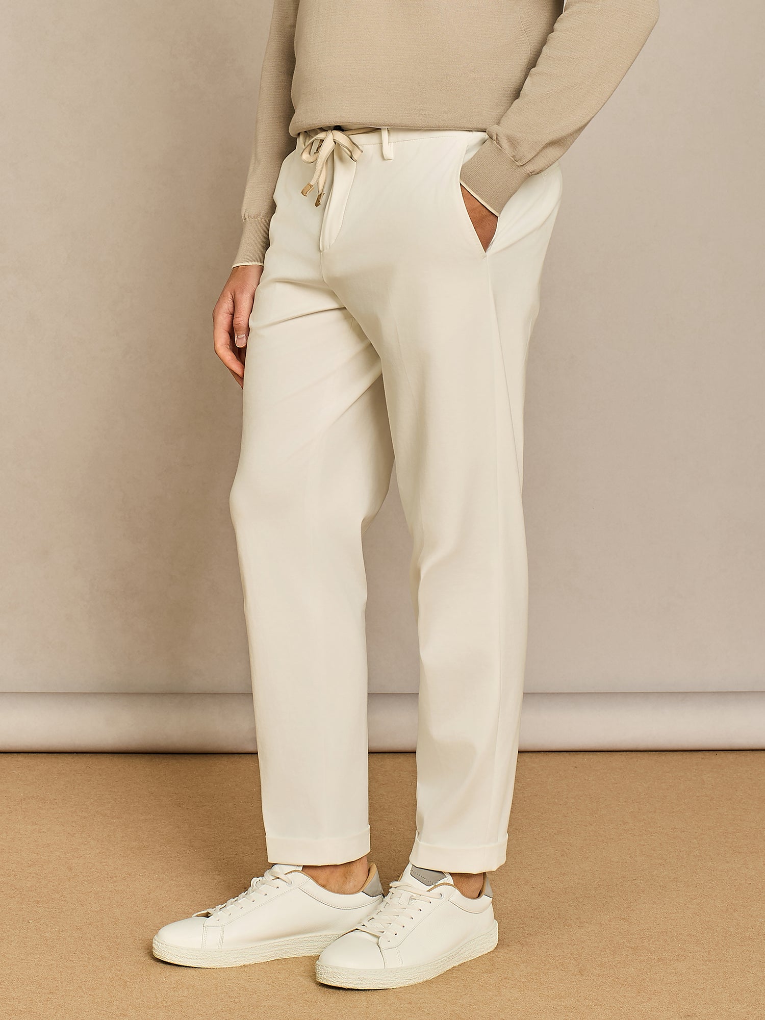 WHITE LACE JERSEY TROUSER