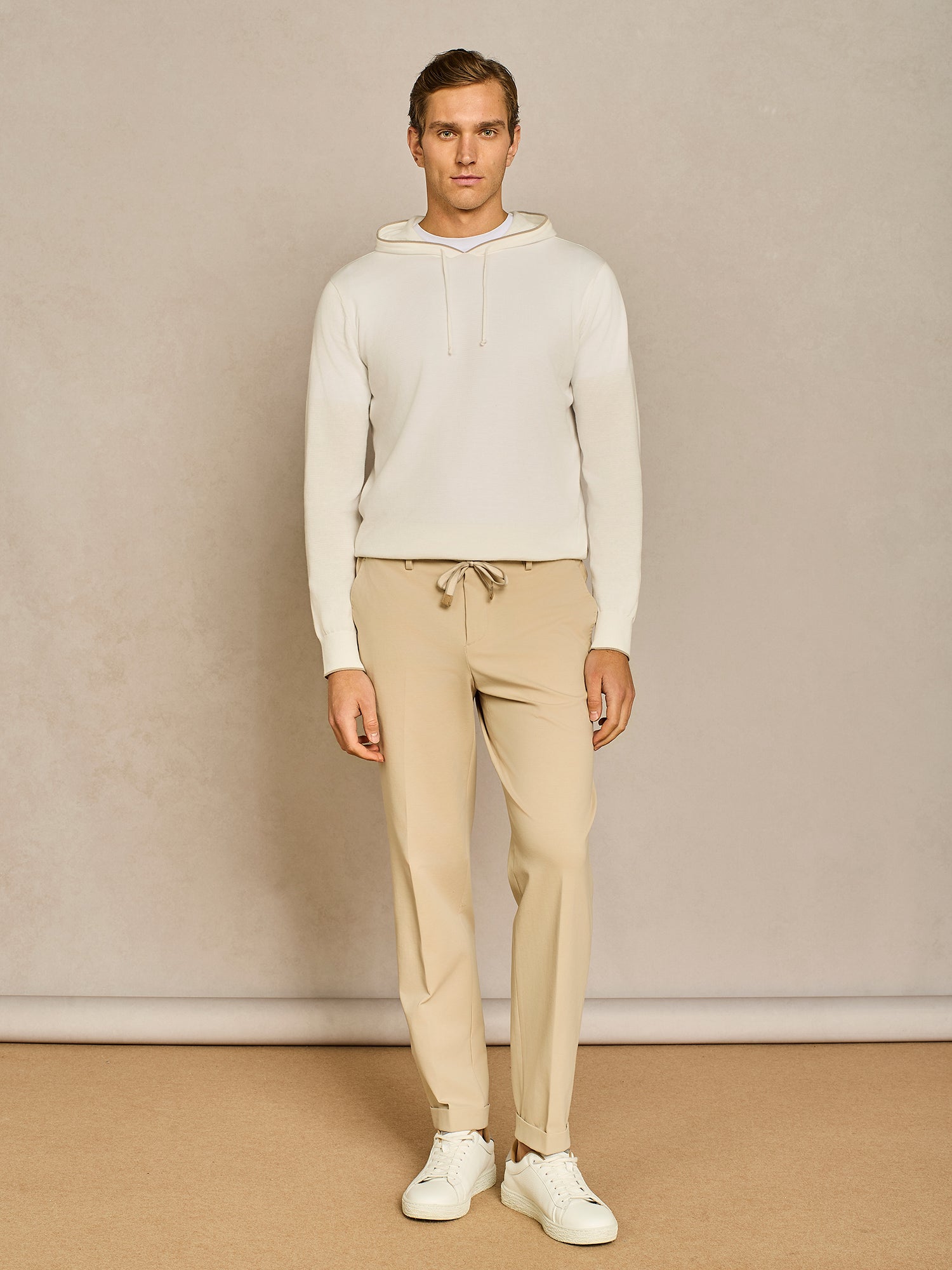 BEIGE LACE JERSEY TROUSER