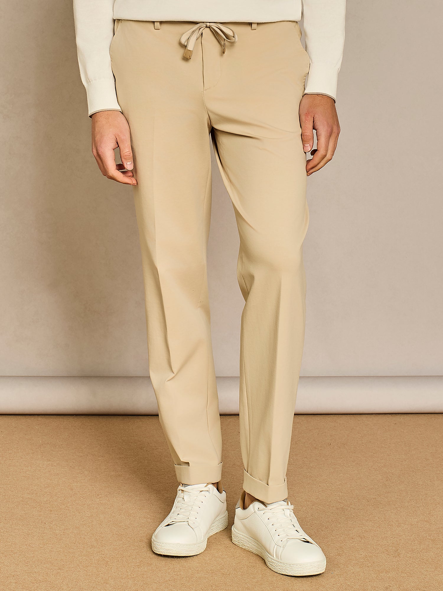 BEIGE LACE JERSEY TROUSER