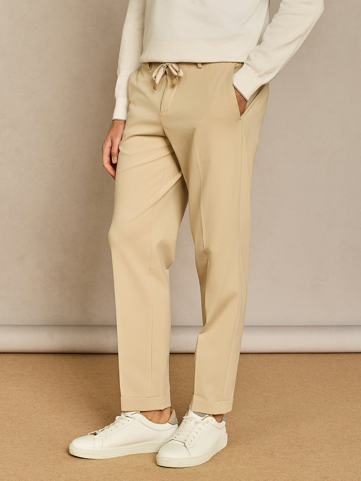 BEIGE LACE JERSEY TROUSER