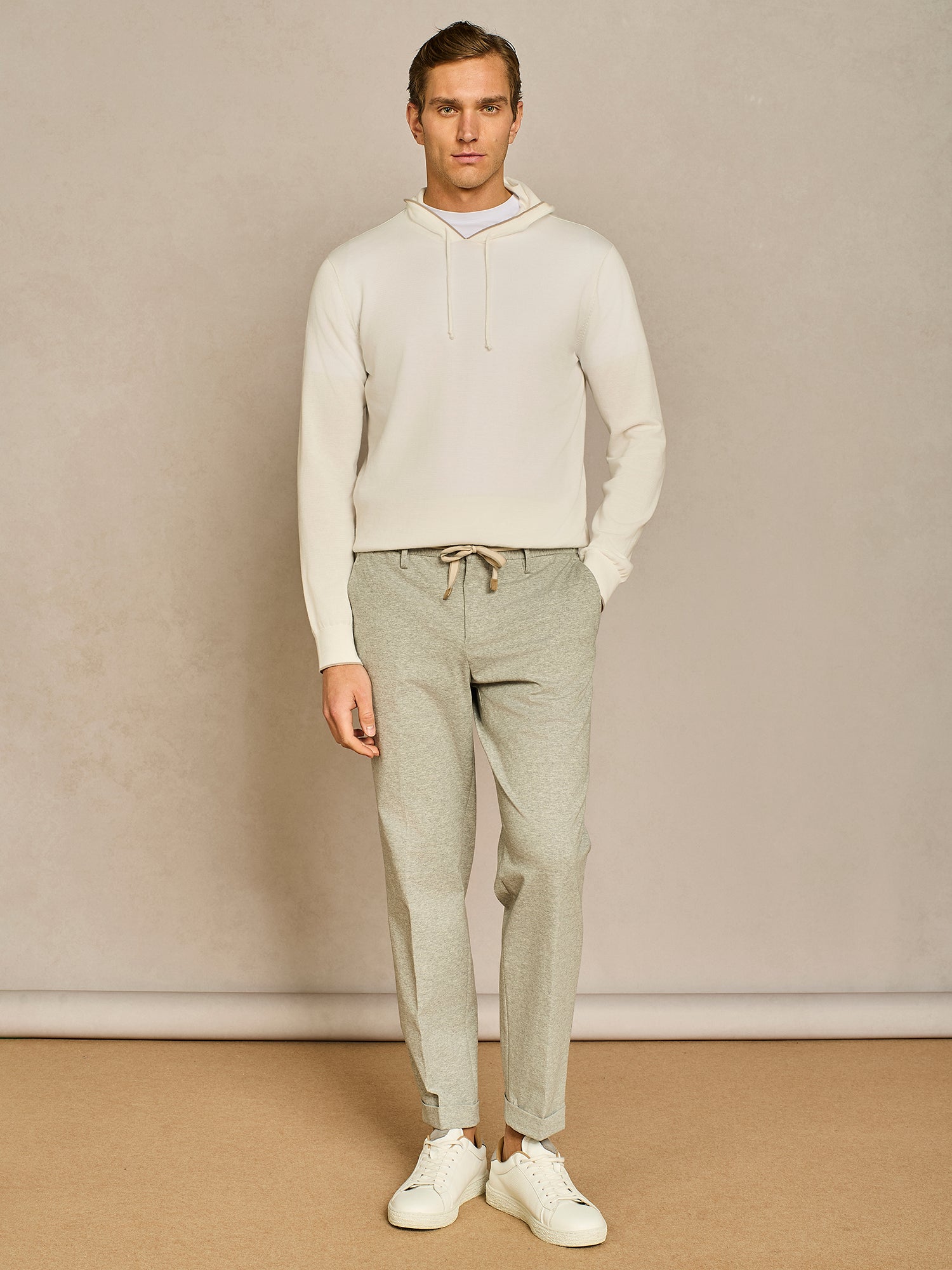 GREY LACE JERSEY TROUSER