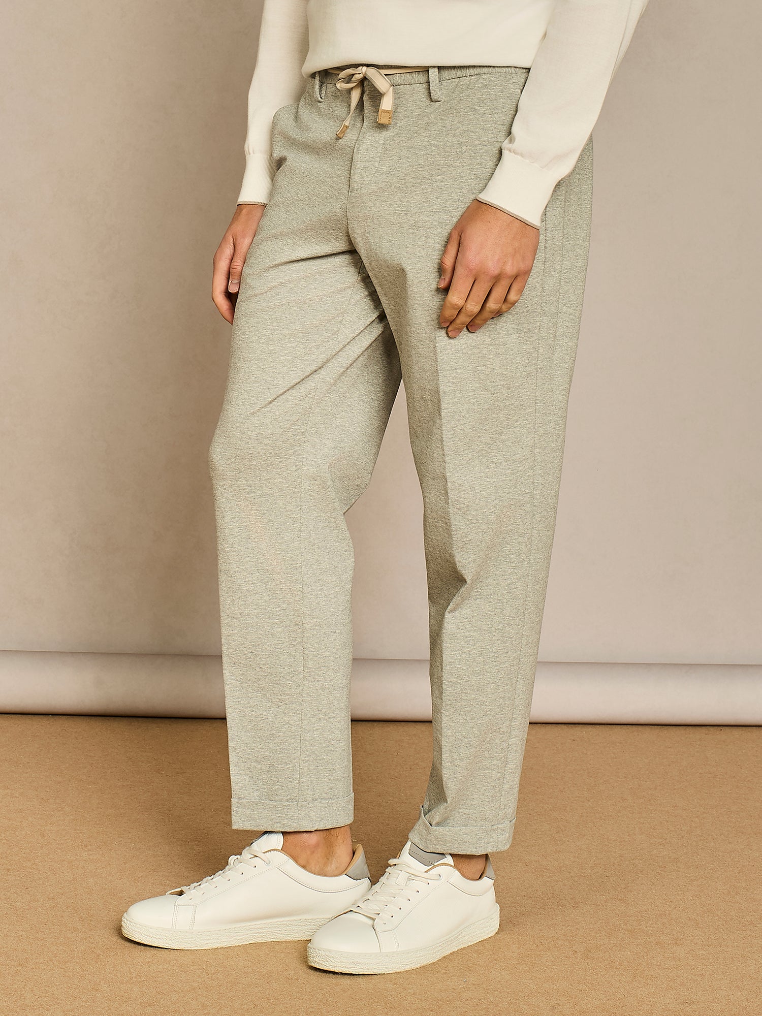GREY LACE JERSEY TROUSER