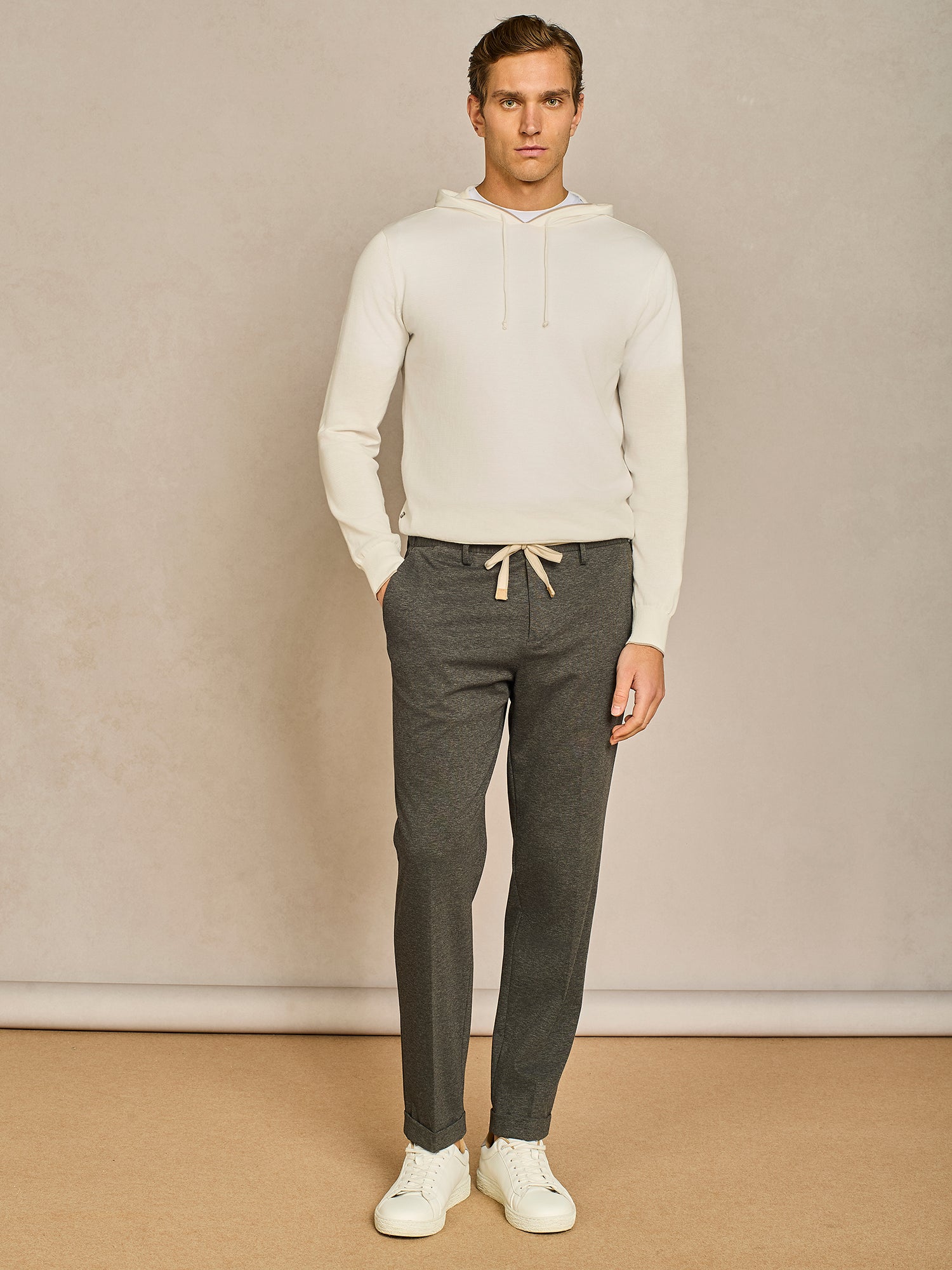 DARK GREY LACE JERSEY TROUSER