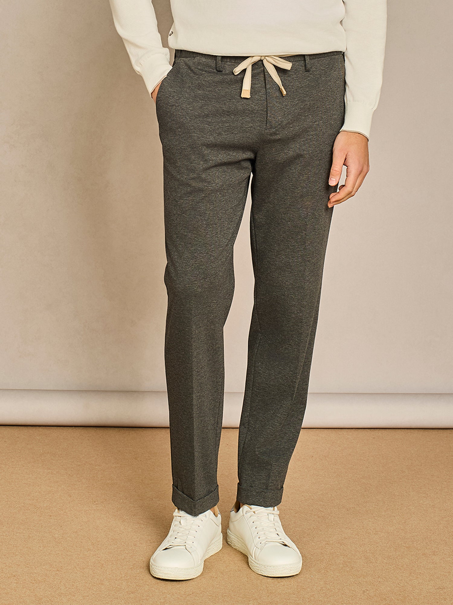 DARK GREY LACE JERSEY TROUSER