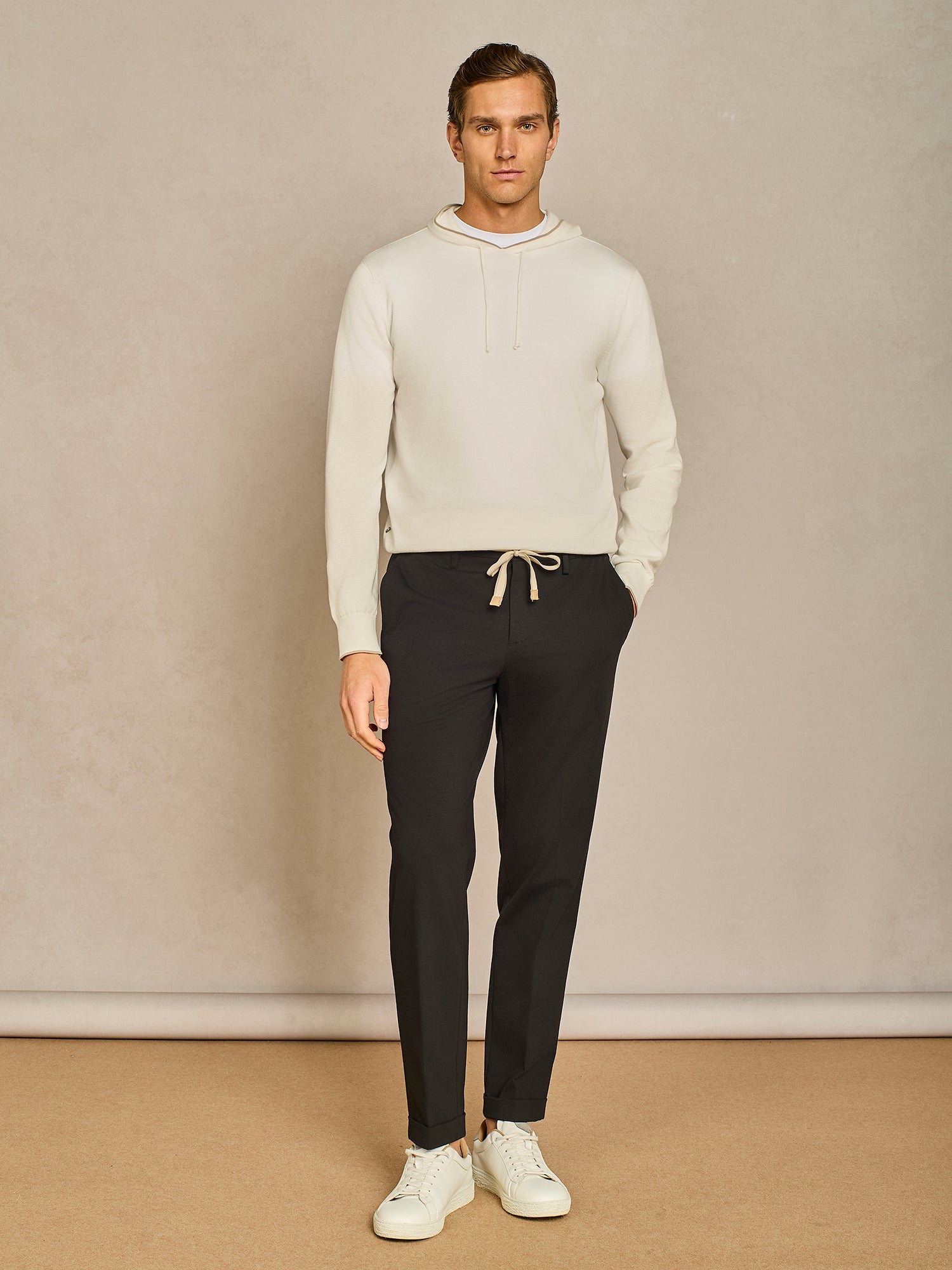 BLACK LACE JERSEY TROUSERS