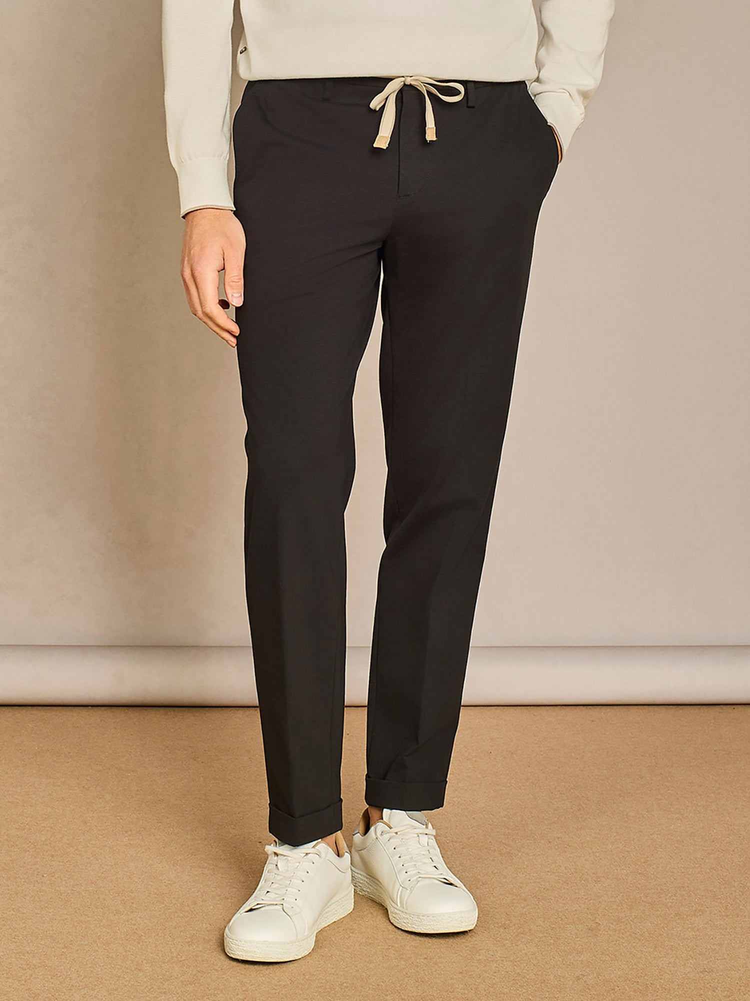 BLACK LACE JERSEY TROUSERS