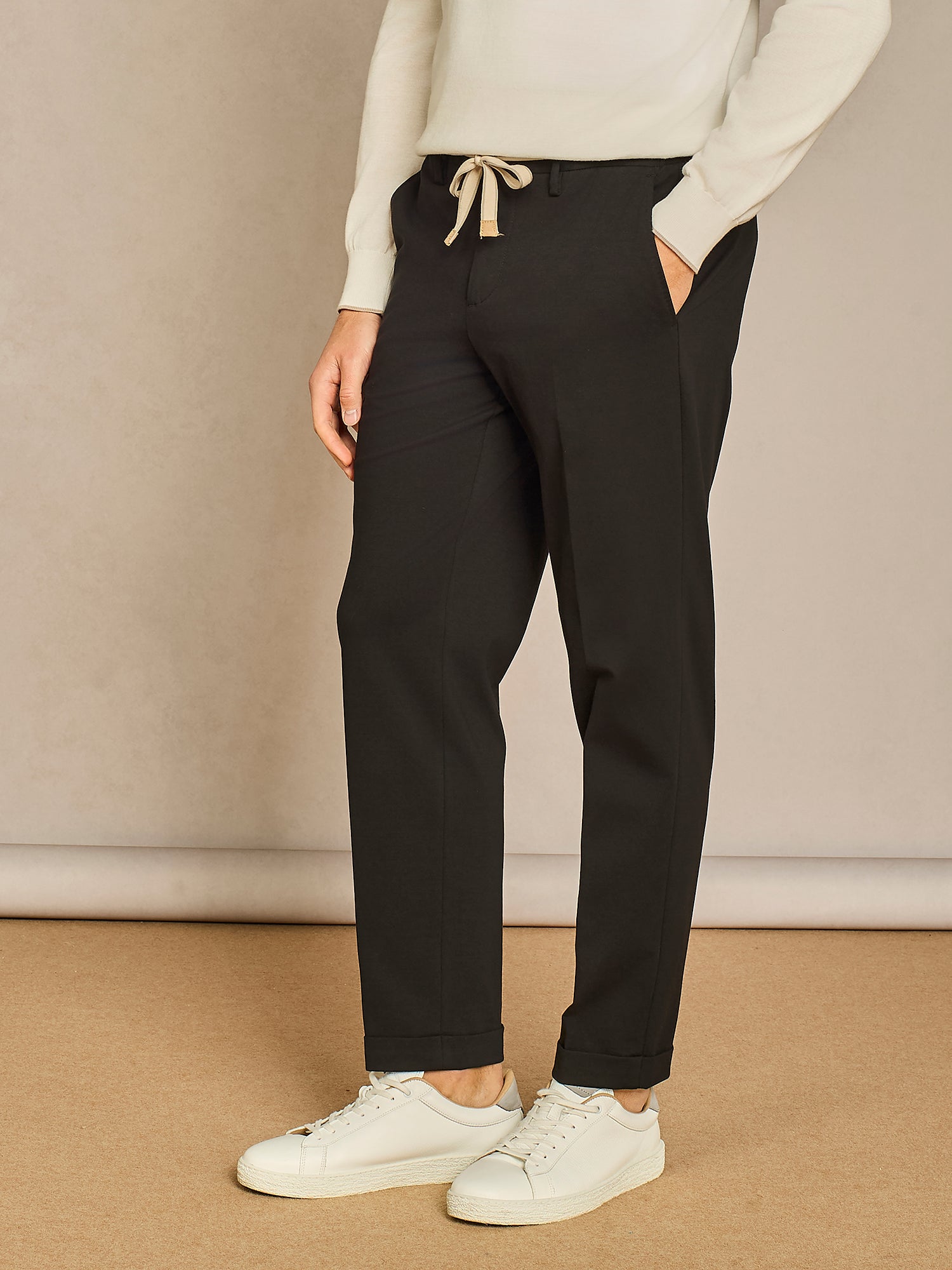 BLACK LACE JERSEY TROUSERS