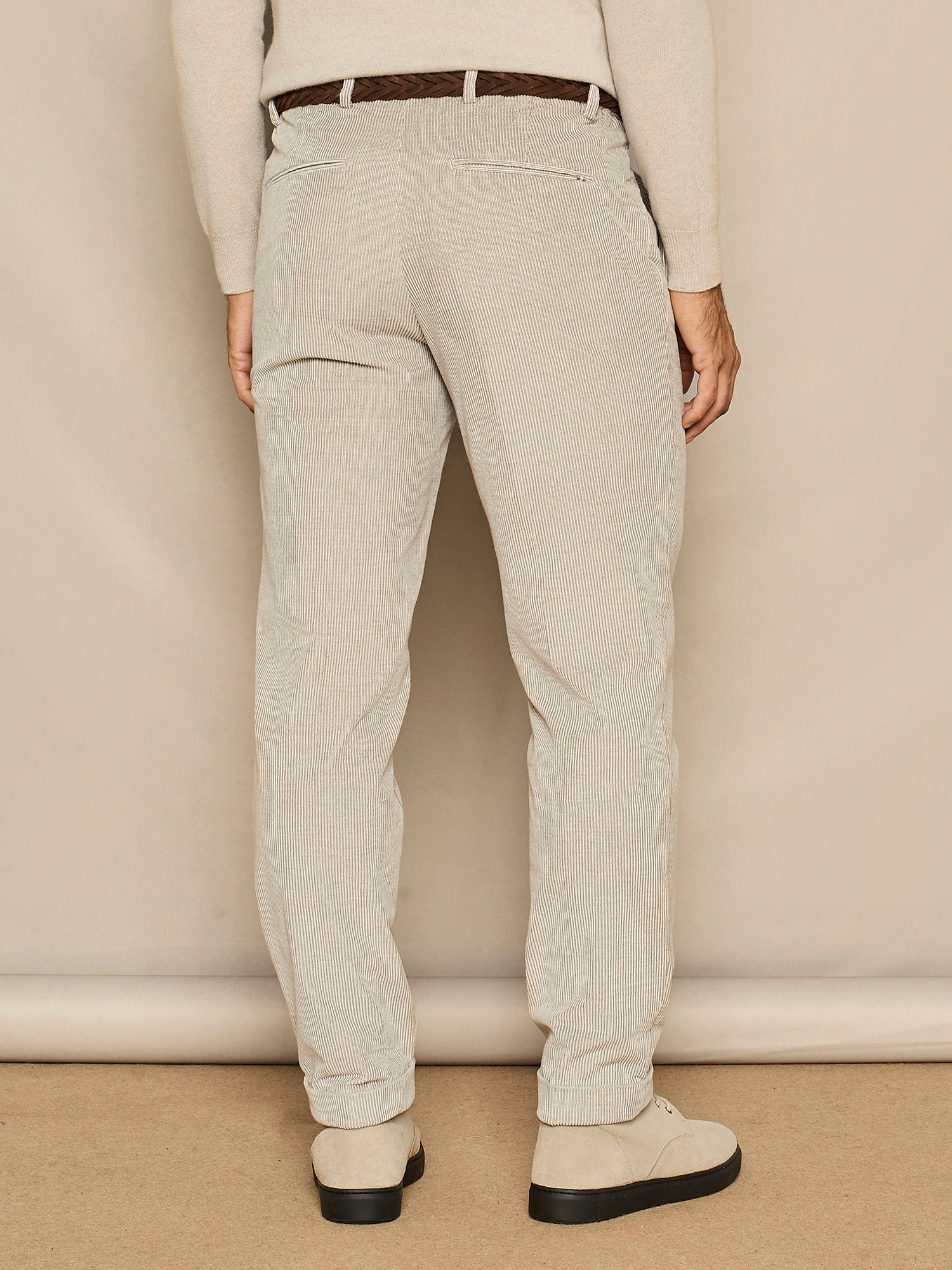 PANTALONE WIDE FIT IN VELLUTO VANISE' GRIGIO CHIARO