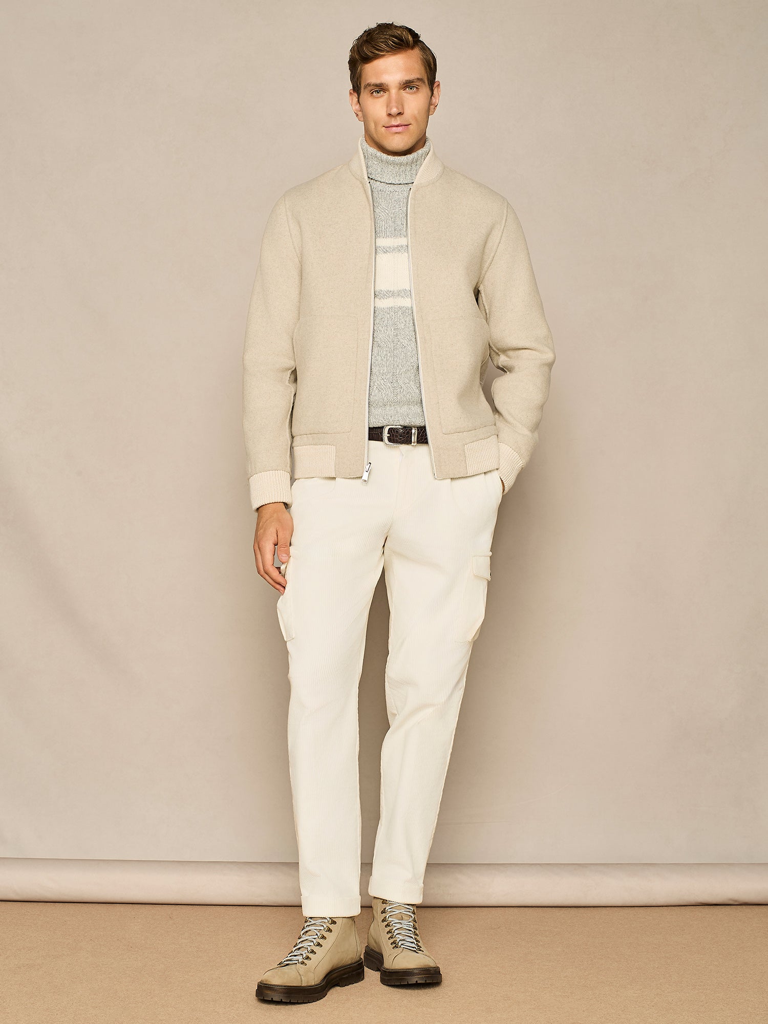 OFF WHITE CORDUROY CARGO TROUSER
