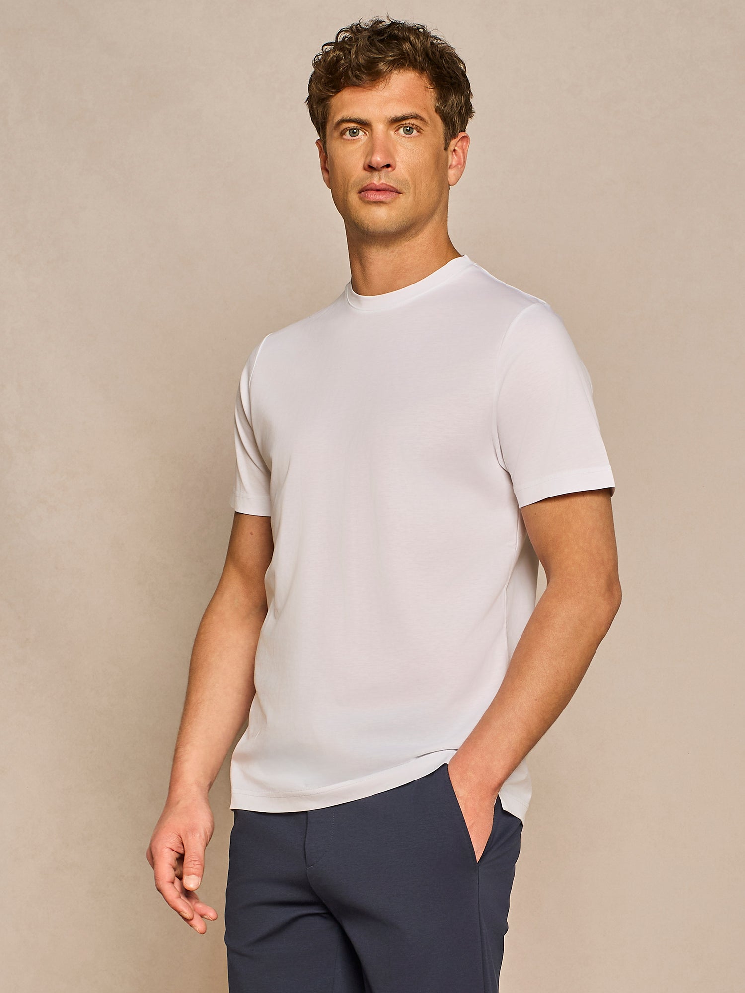 WHITE FLUID JERSEY T-SHIRT
