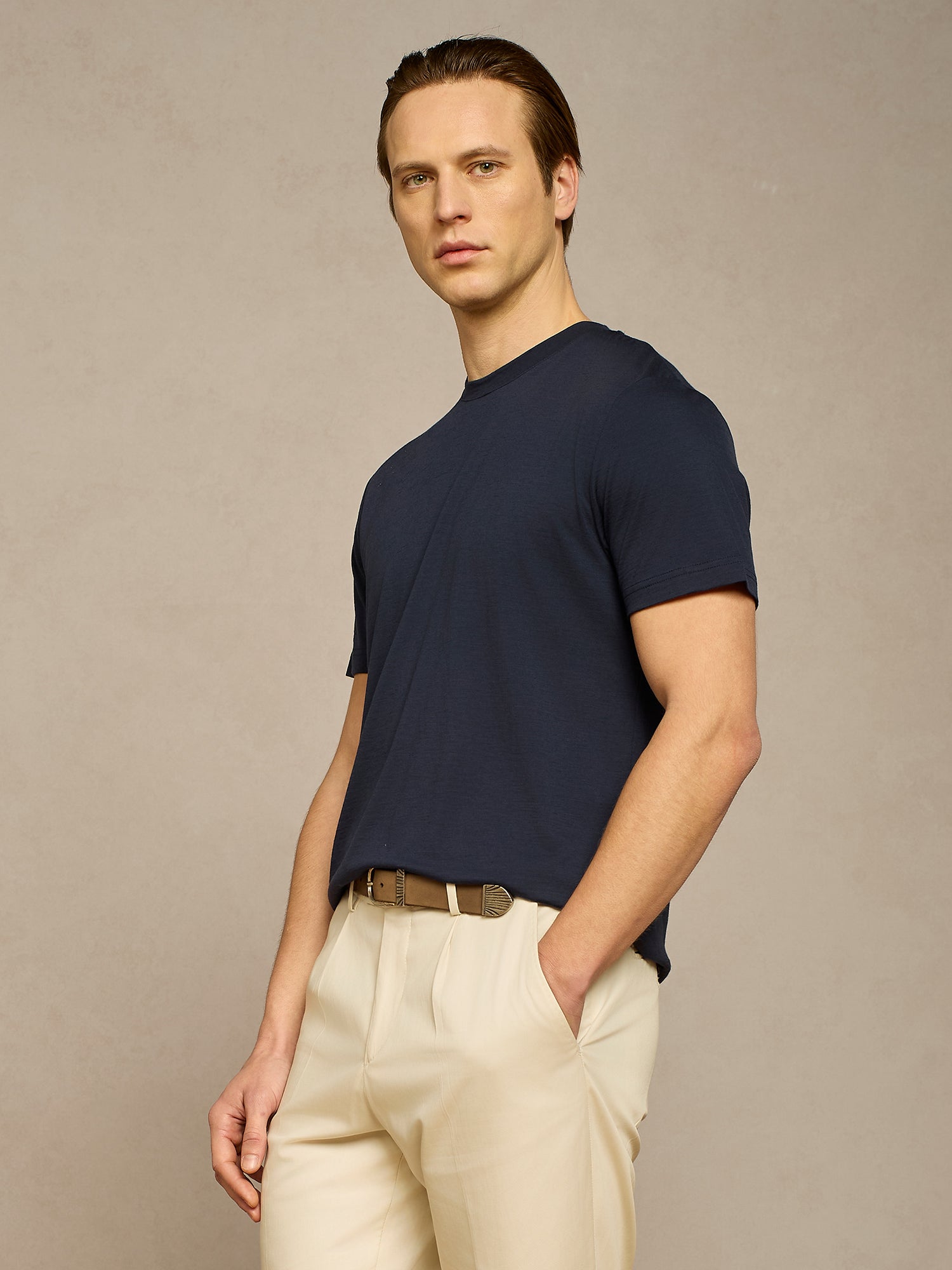 BLUE WOOL T-SHIRT