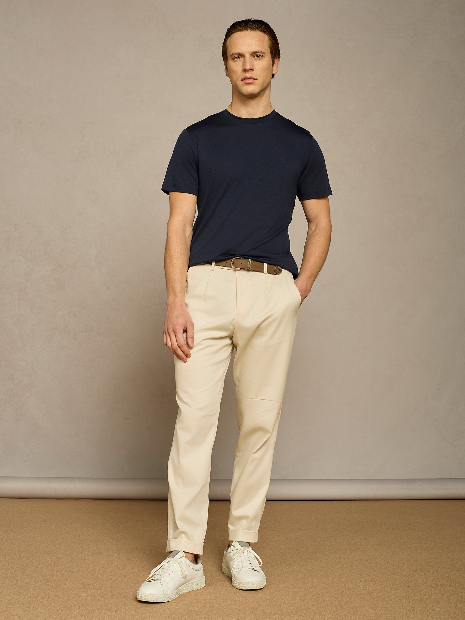BLUE WOOL T-SHIRT