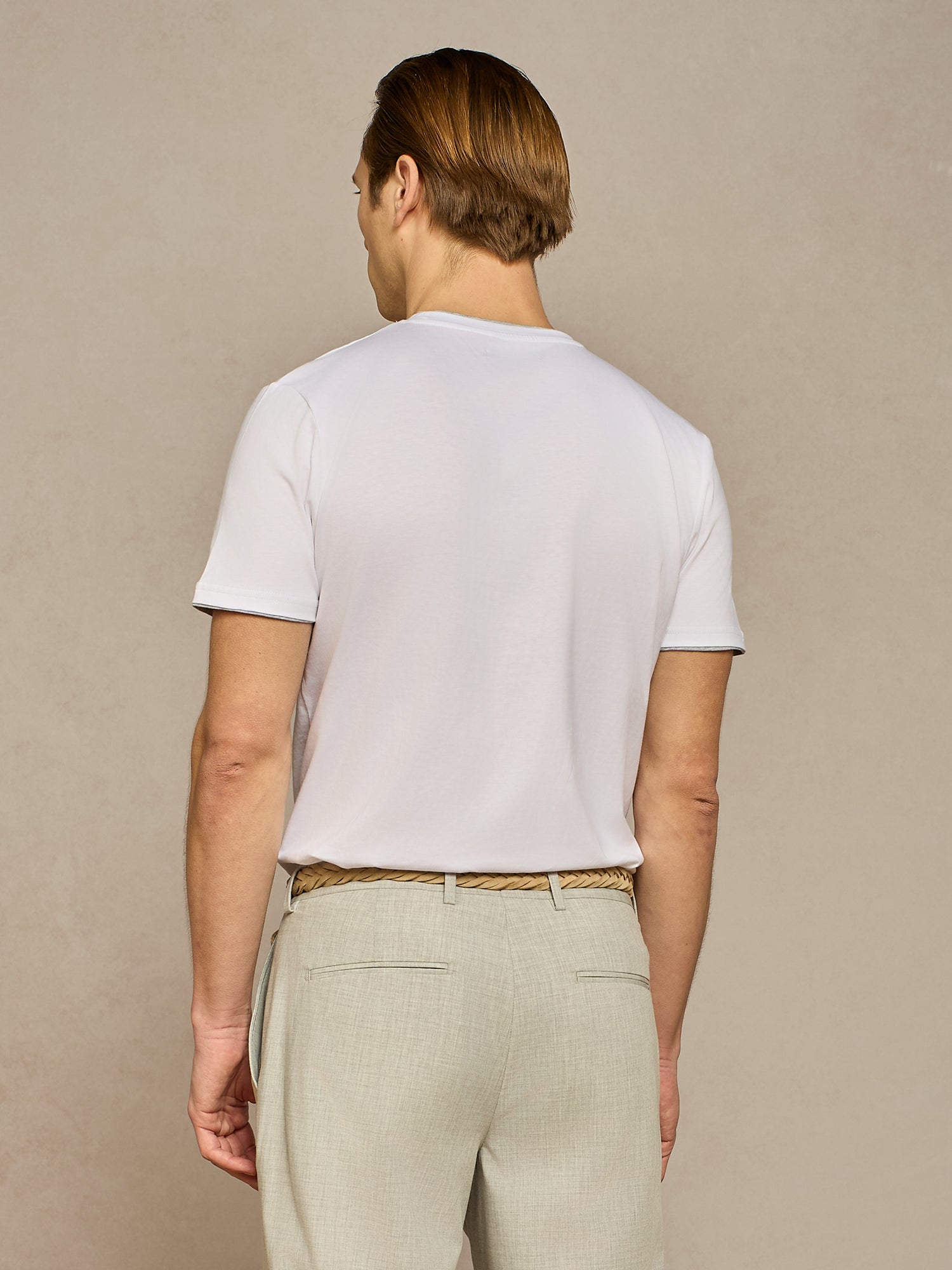 DOUBLE COLLAR JERSEY WHITE T-SHIRT