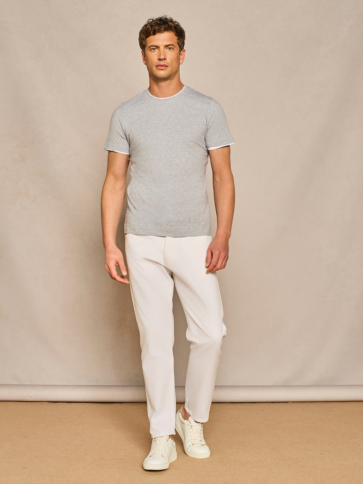 DOUBLE COLLAR JERSEY T-SHIRT GREY