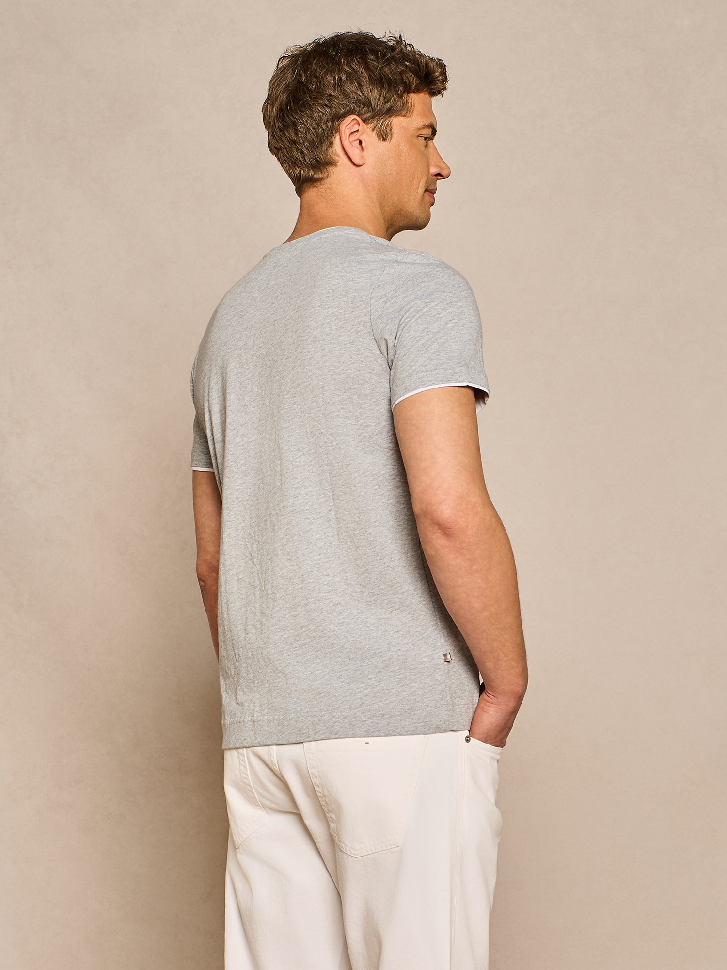 DOUBLE COLLAR JERSEY T-SHIRT GREY