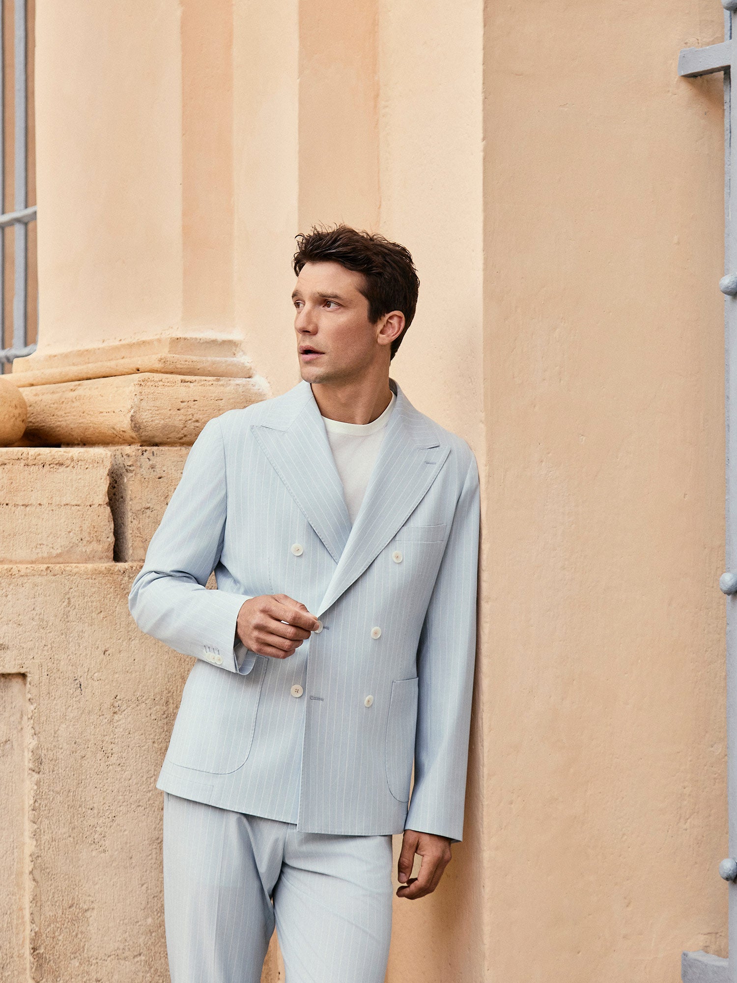 CLOUD PINSTRIPED DOUBLE BREASTED JACKET 