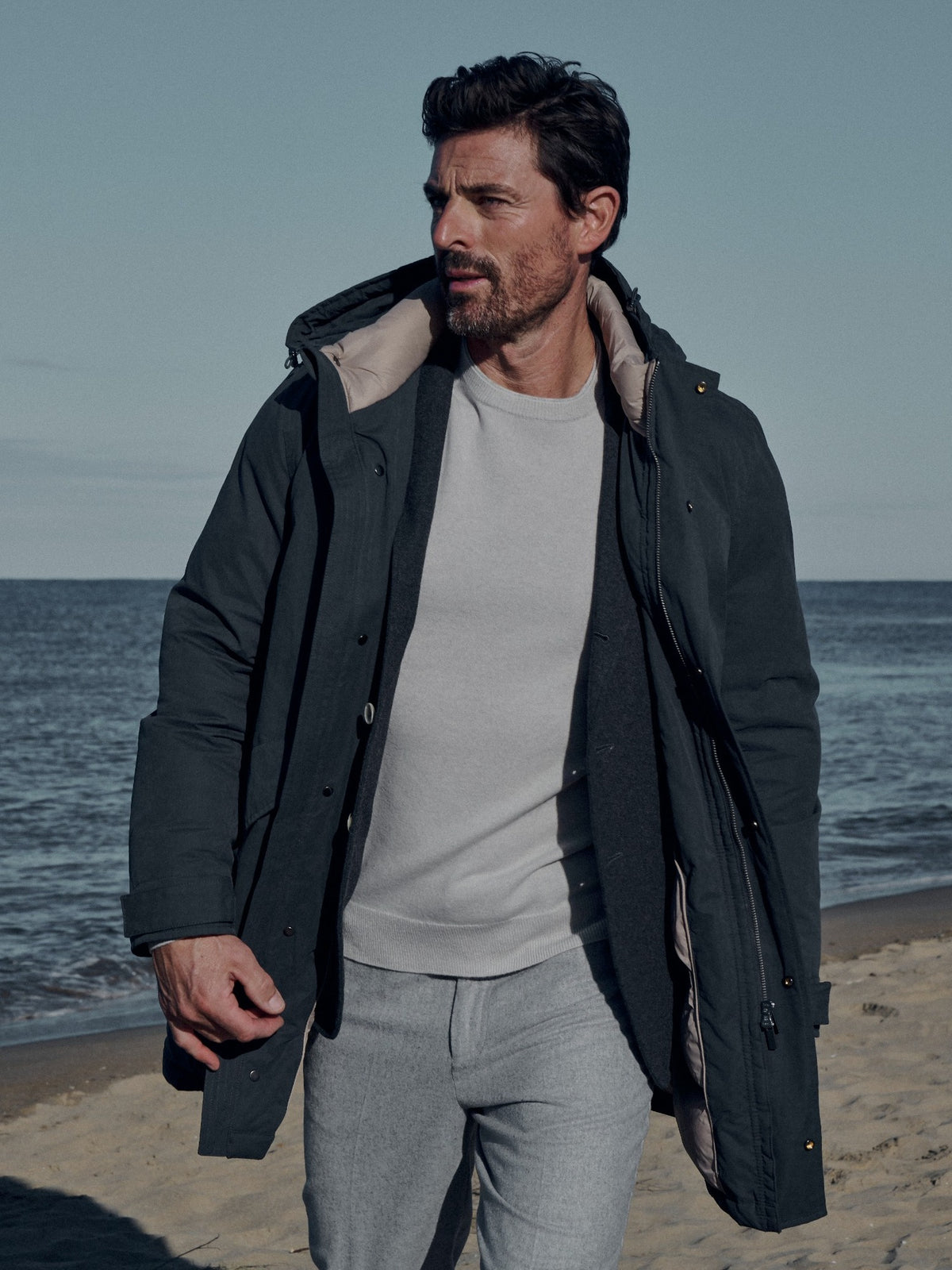 Dark Grey Padded Peach Cotton Parka