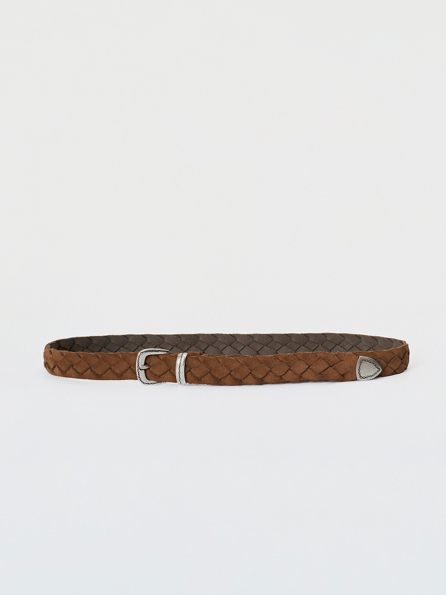 Beige suede braided belt