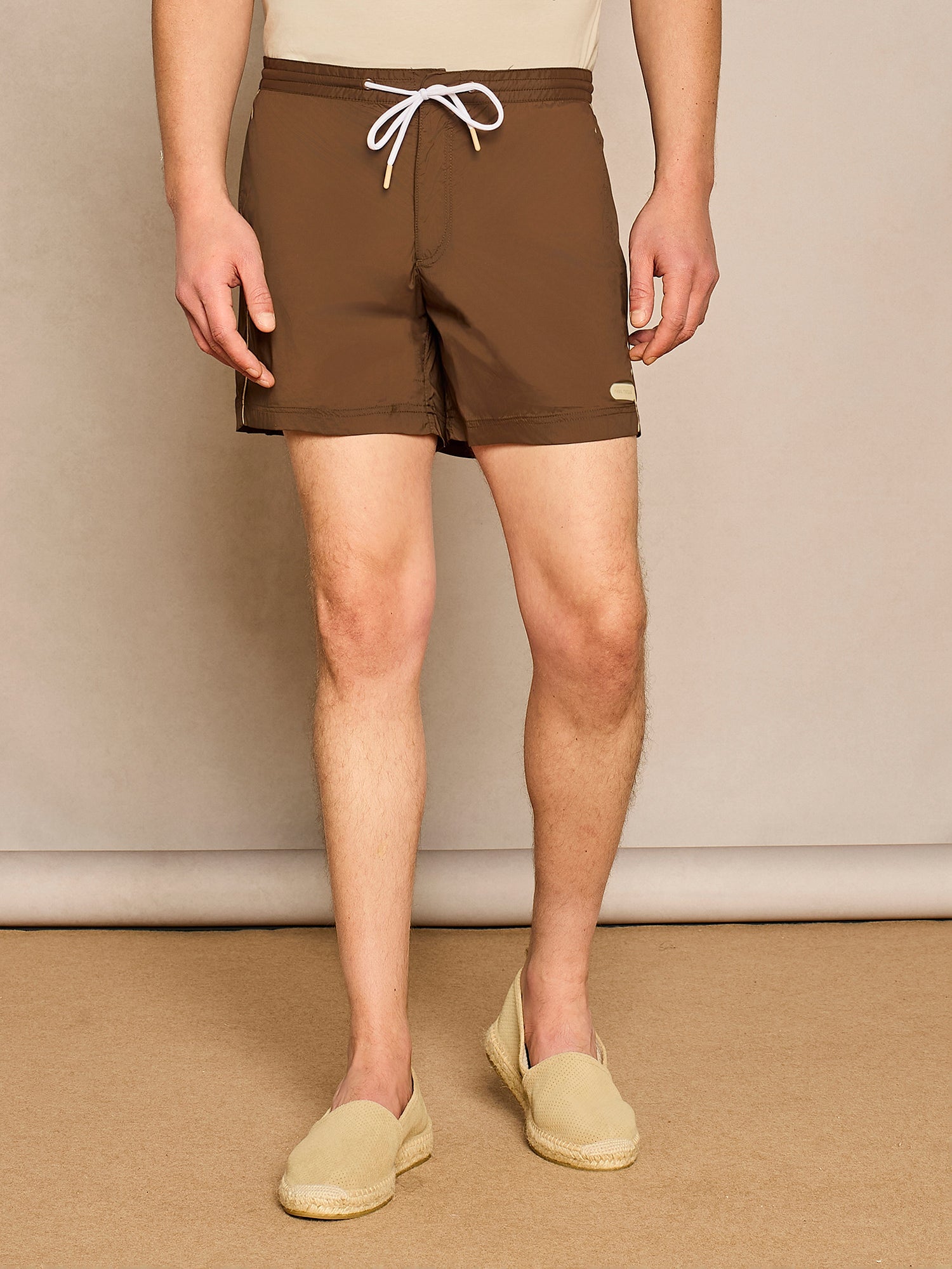 BROWN SWIMSUIT WITH PIPING DETAIL
