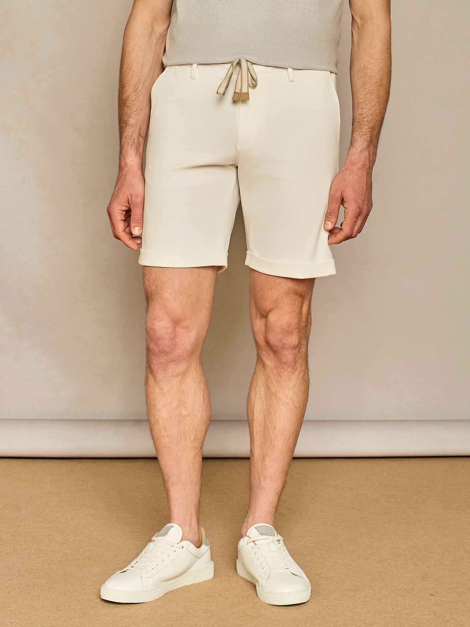 BERMUDA CON LACCIO IN JERSEY BIANCO