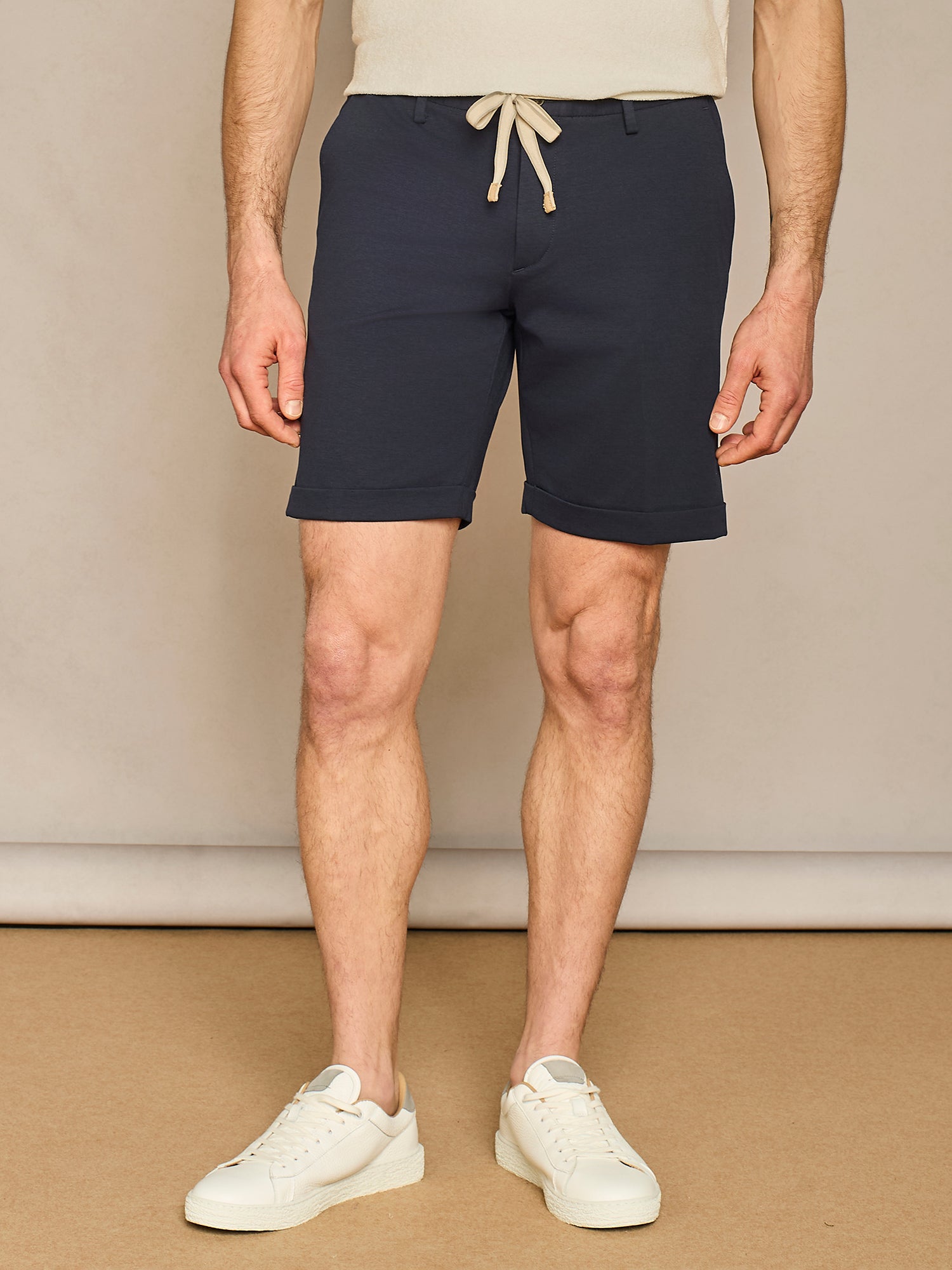 BERMUDA CON LACCIO IN JERSEY BLU