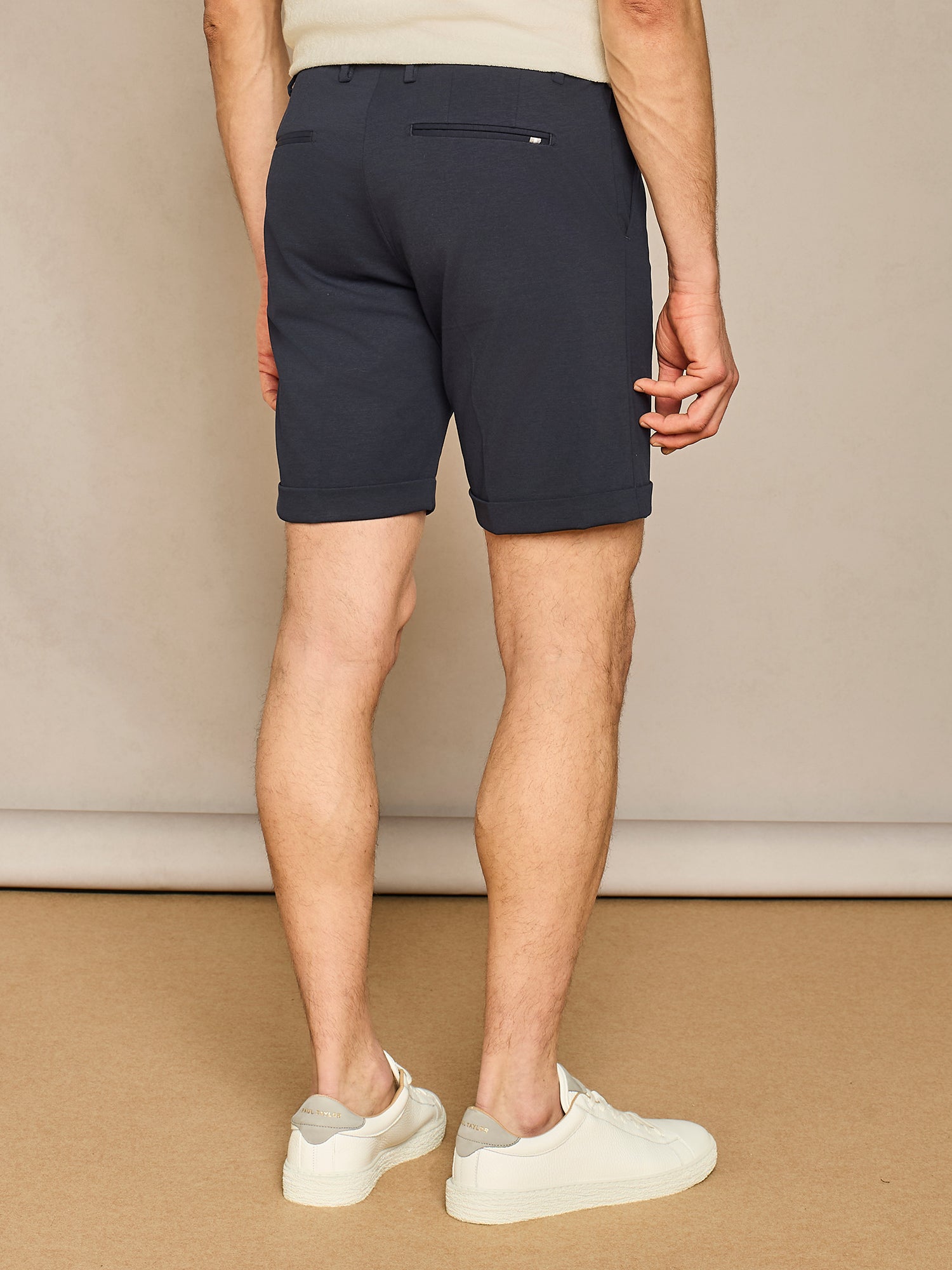 BERMUDA CON LACCIO IN JERSEY BLU