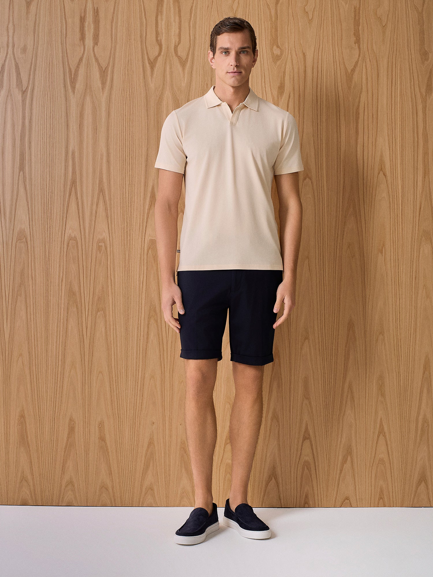 Blue lace-up jersey shorts