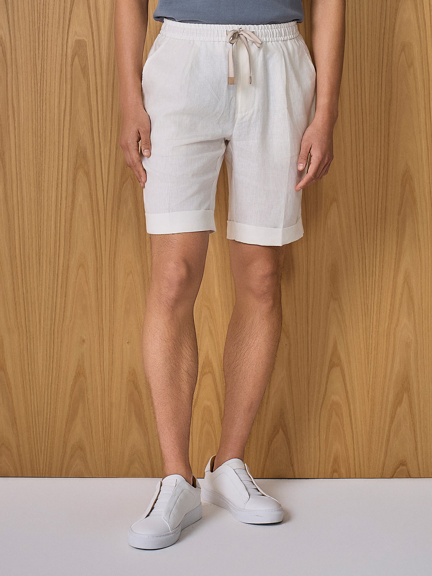 Bermuda jogger lino bianco