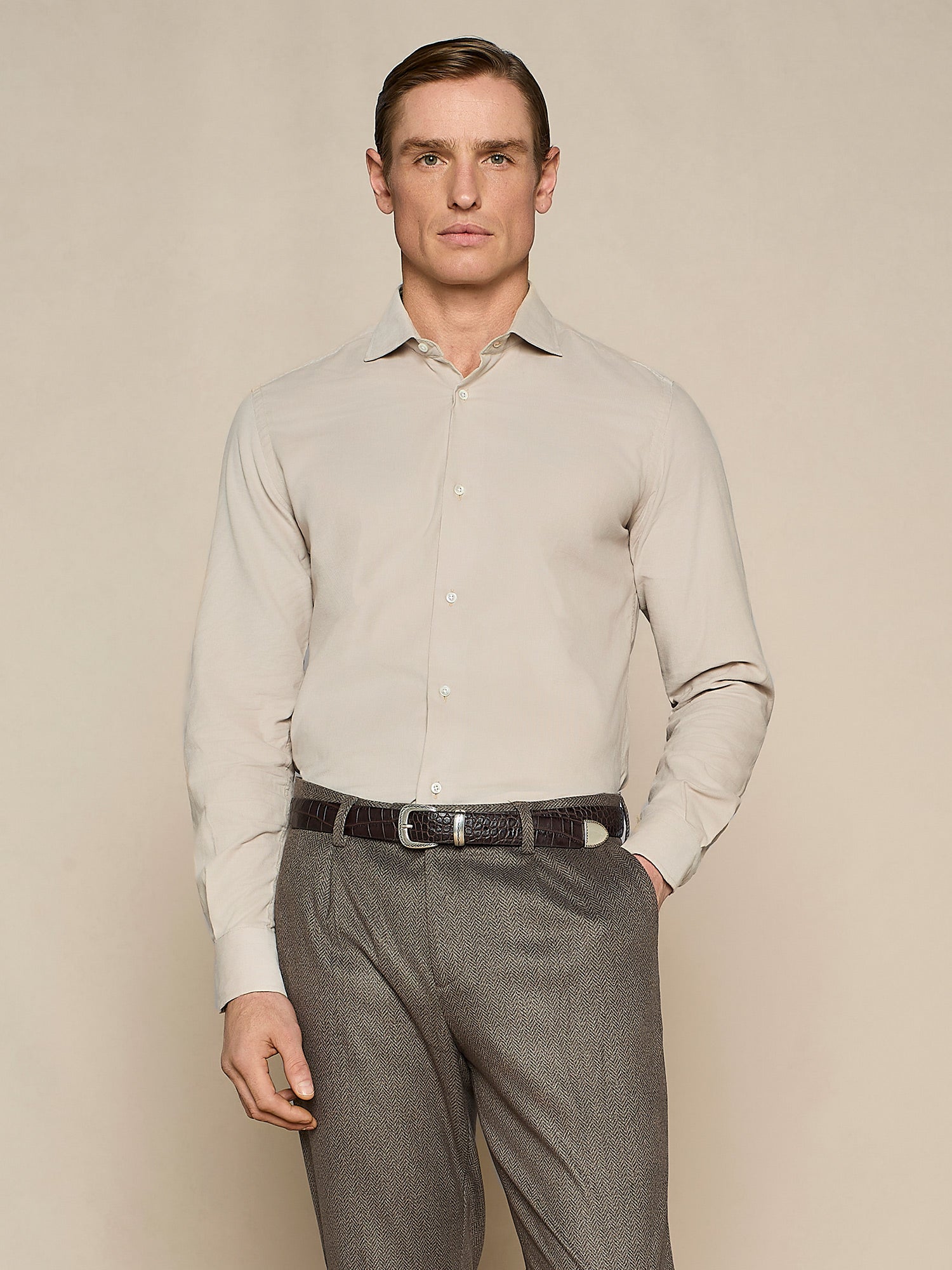 CAMICIA IN VELLUTO A COSTE BURRO