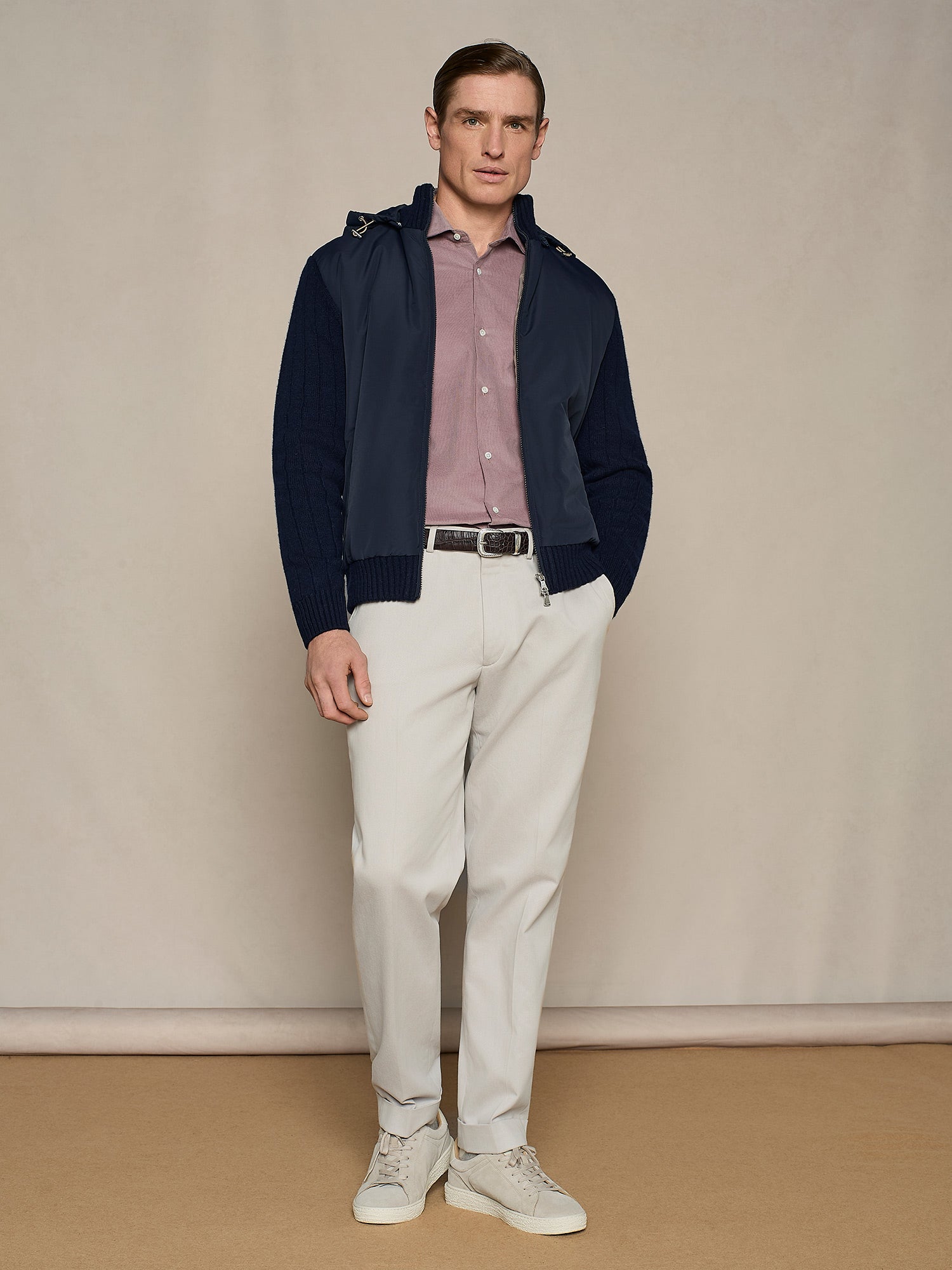 CAMICIA IN VELLUTO A COSTE MAUVE