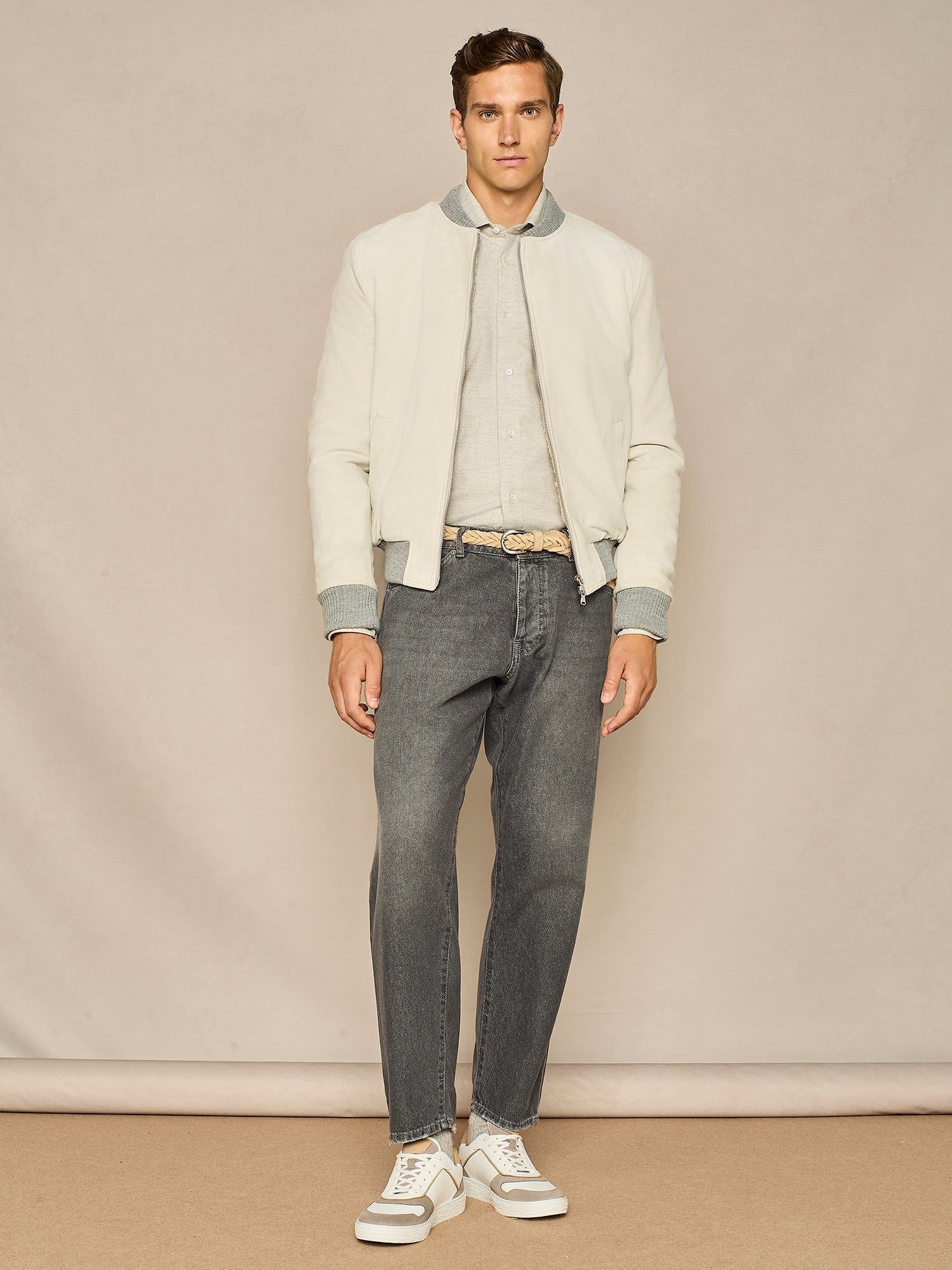 LIGHT GREY HERRINGBONE FLANNEL SHIRT