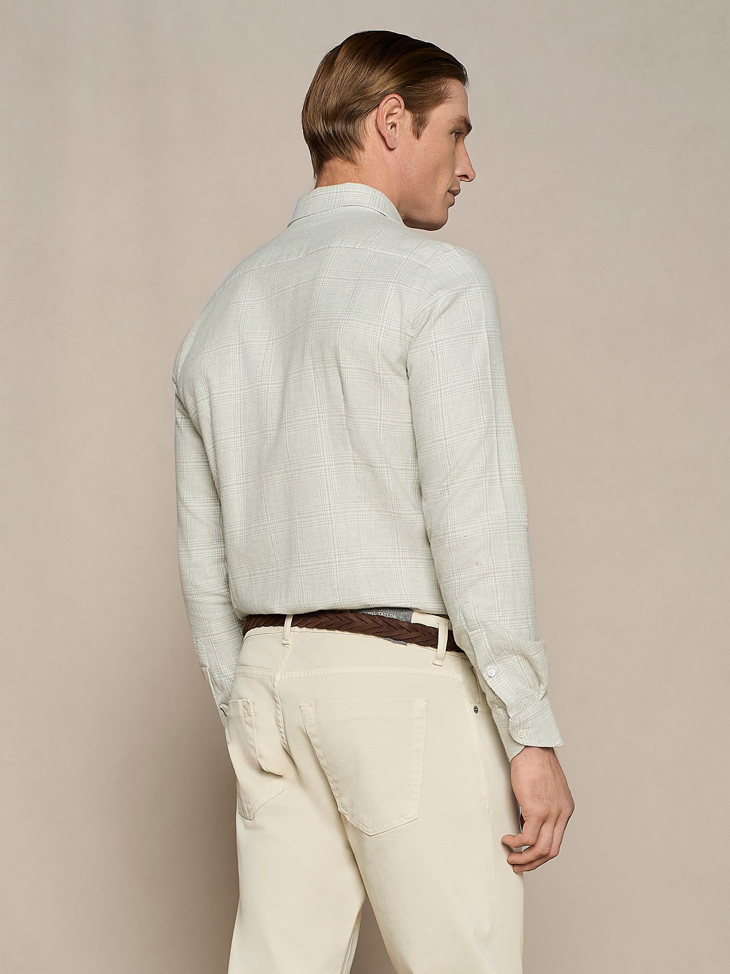 CAMICIA IN FLANELLA A QUADRI GRIGIO CHIARO