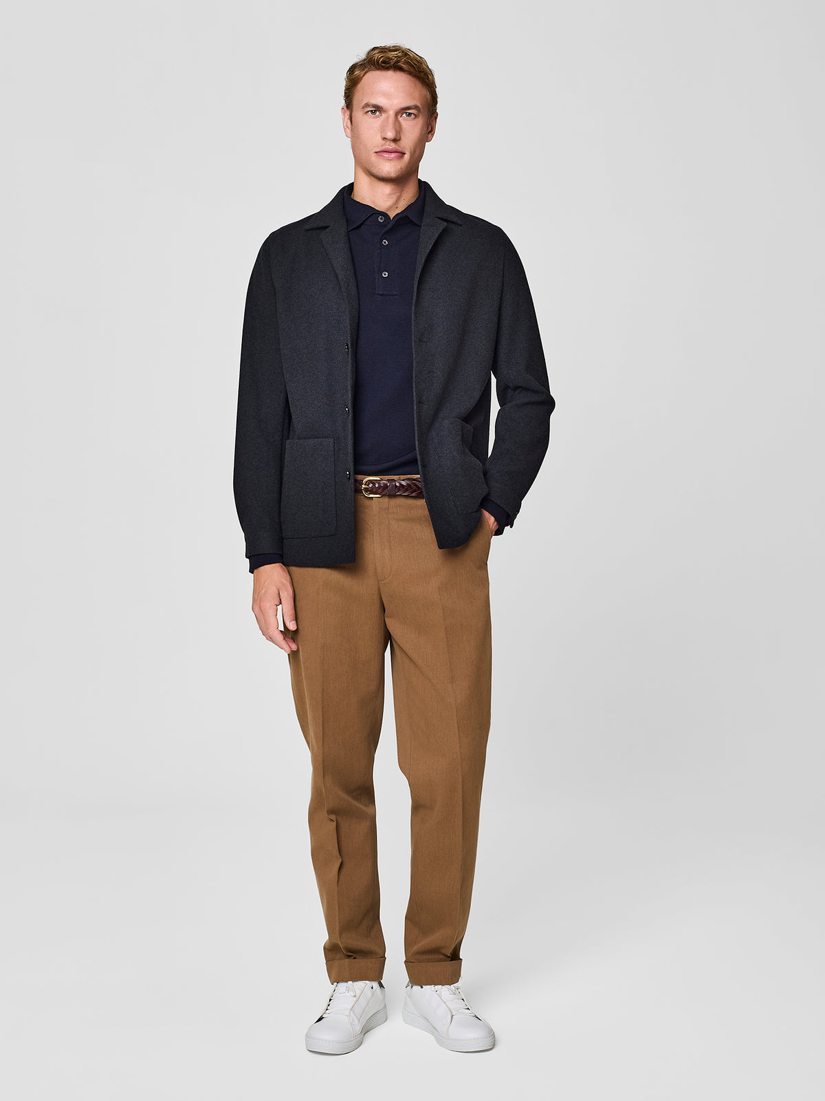 Dark grey brushed jersey worker jacket