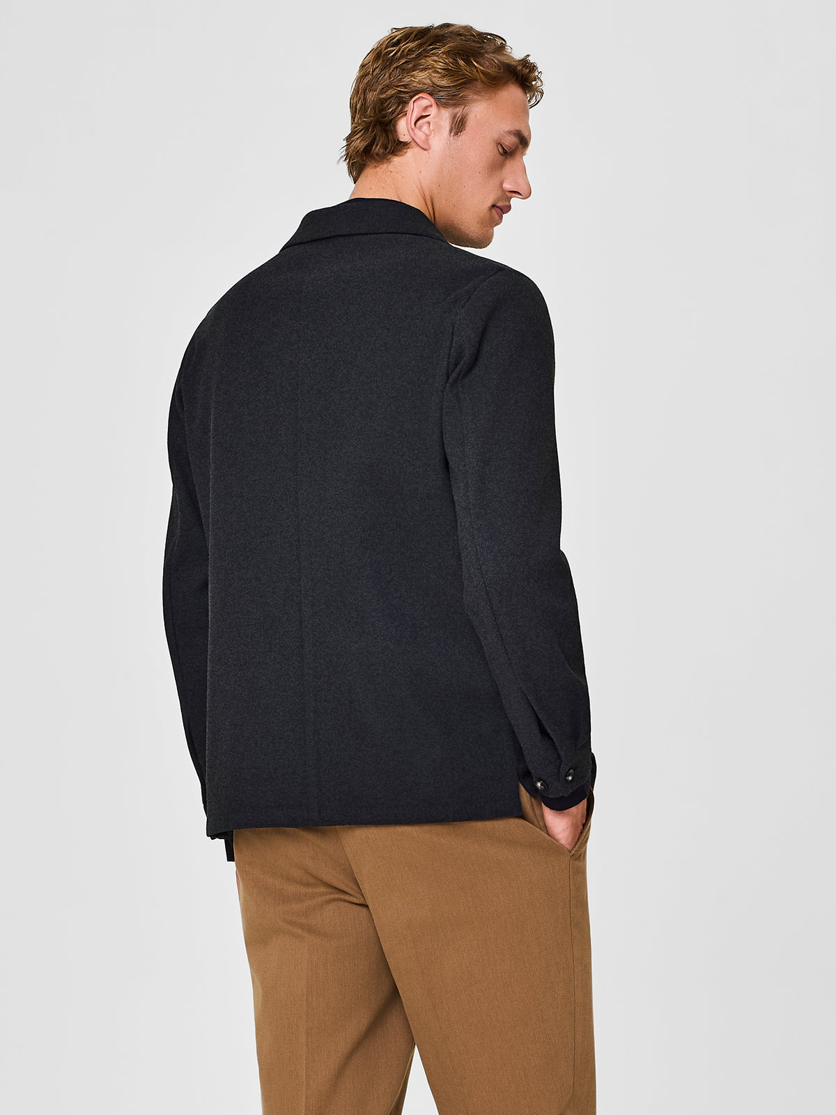 Dark grey brushed jersey worker jacket