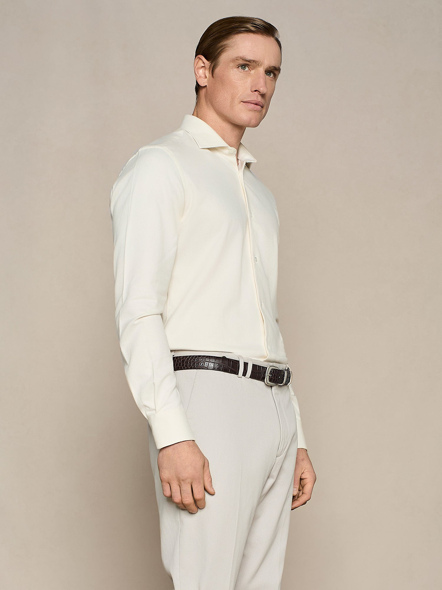 CAMICIA IN FLANELLA DIAGONALE BIANCO