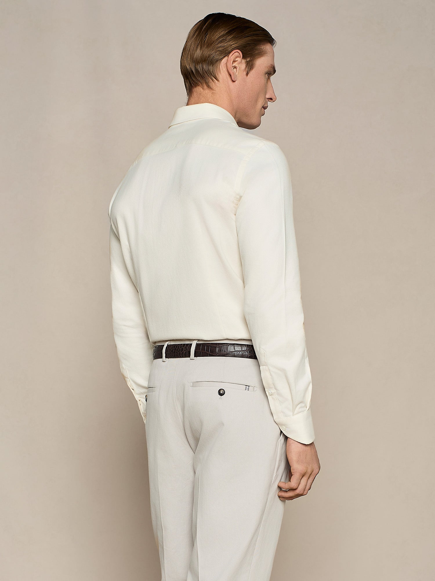 CAMICIA IN FLANELLA DIAGONALE BIANCO