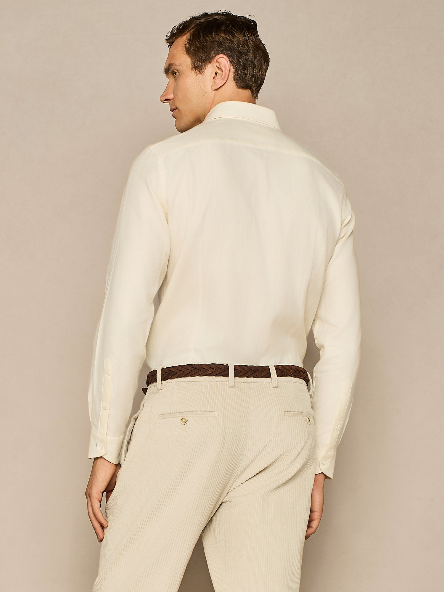 WHITE HERRINGBONE FLANNEL SHIRT