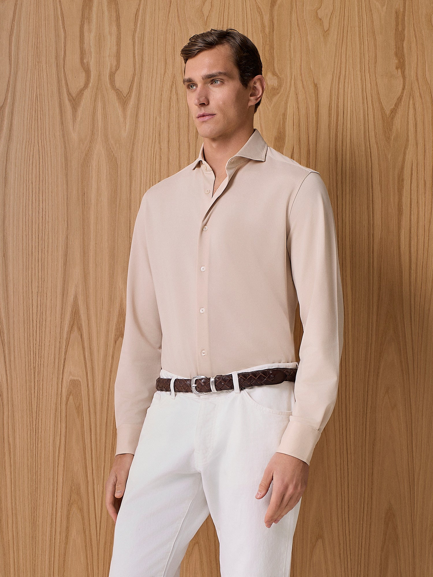 Apricot piquet jersey shirt