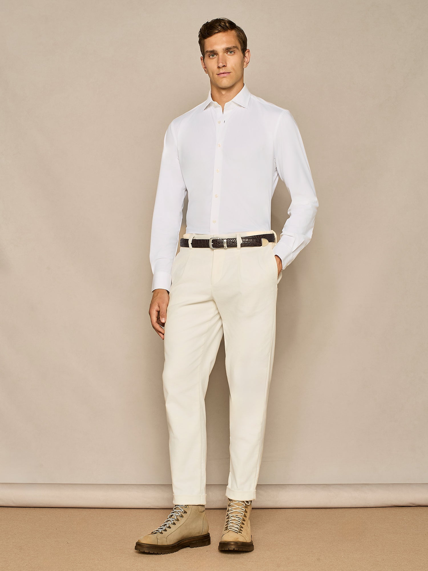 WHITE TECHNICAL JERSEY SHIRT