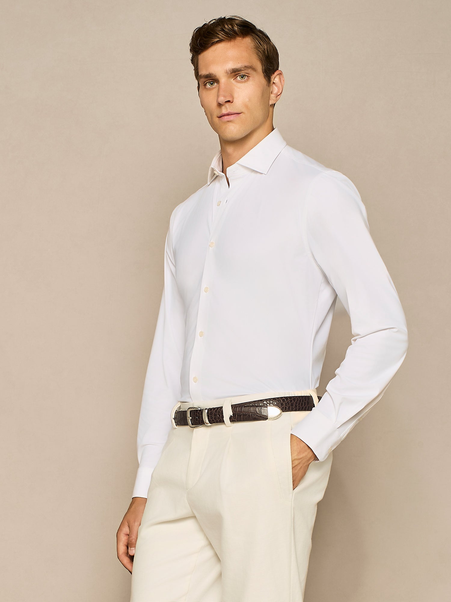 WHITE TECHNICAL JERSEY SHIRT