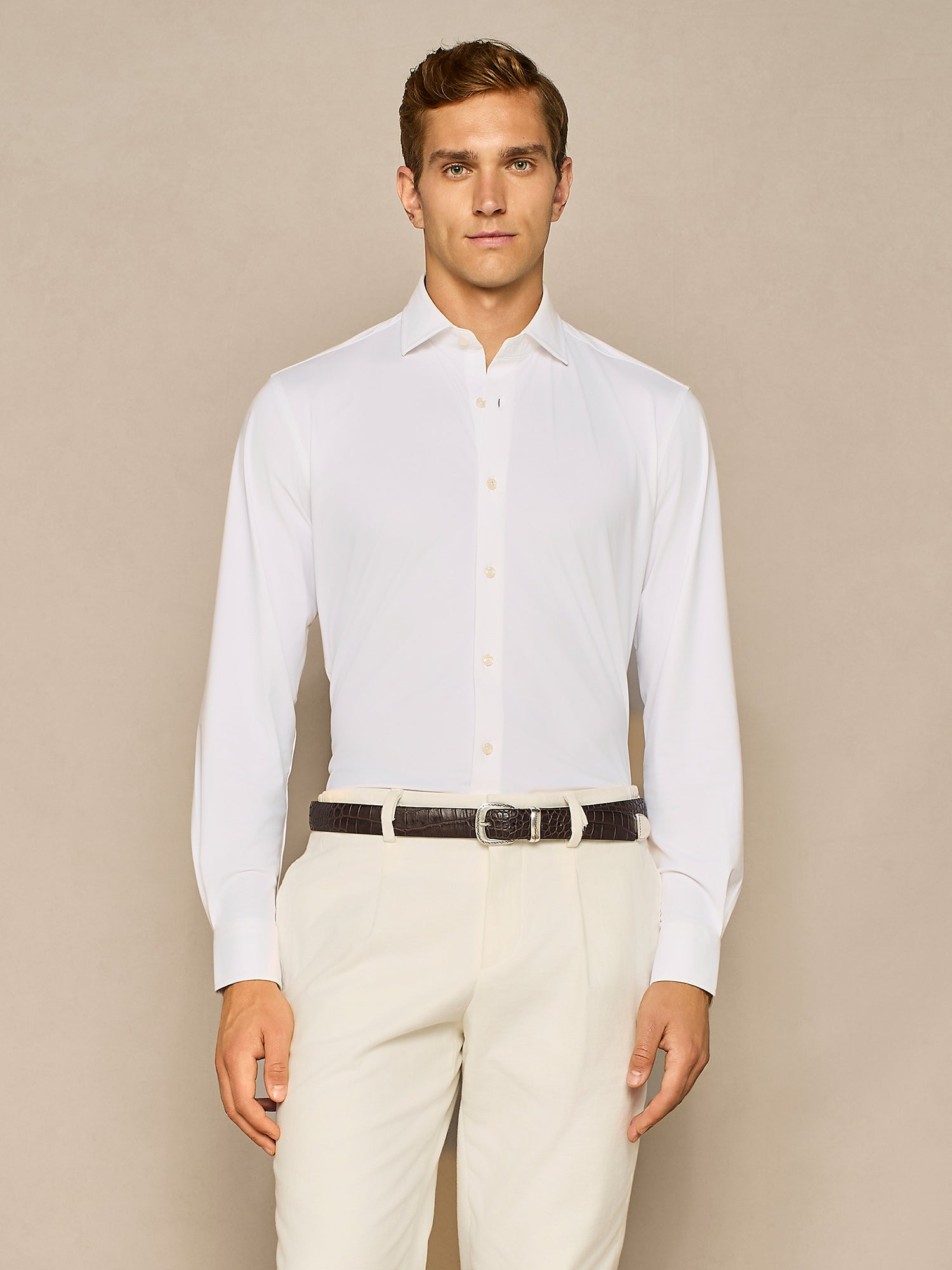 WHITE TECHNICAL JERSEY SHIRT