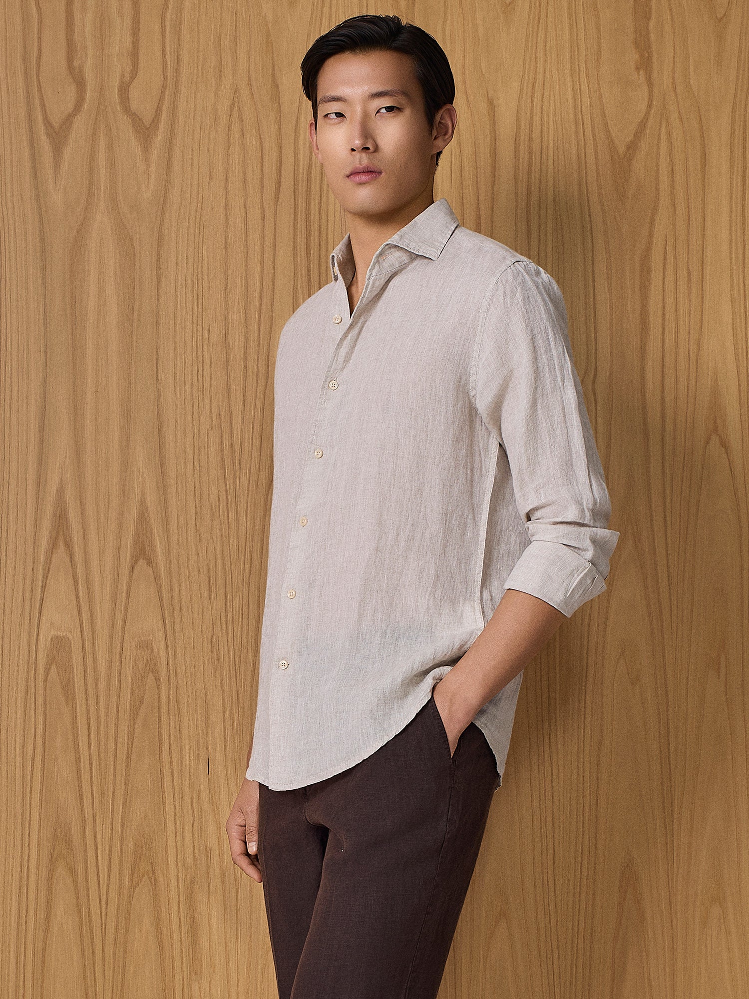Camicia in lino beige