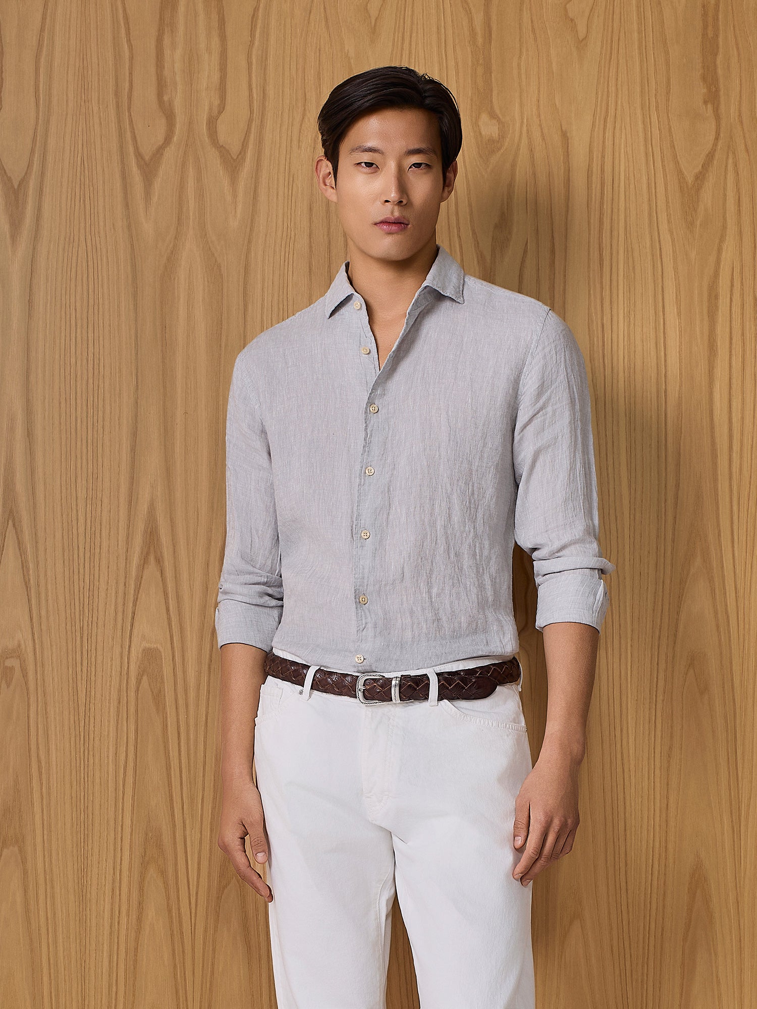 Camicia in lino grigio chiaro